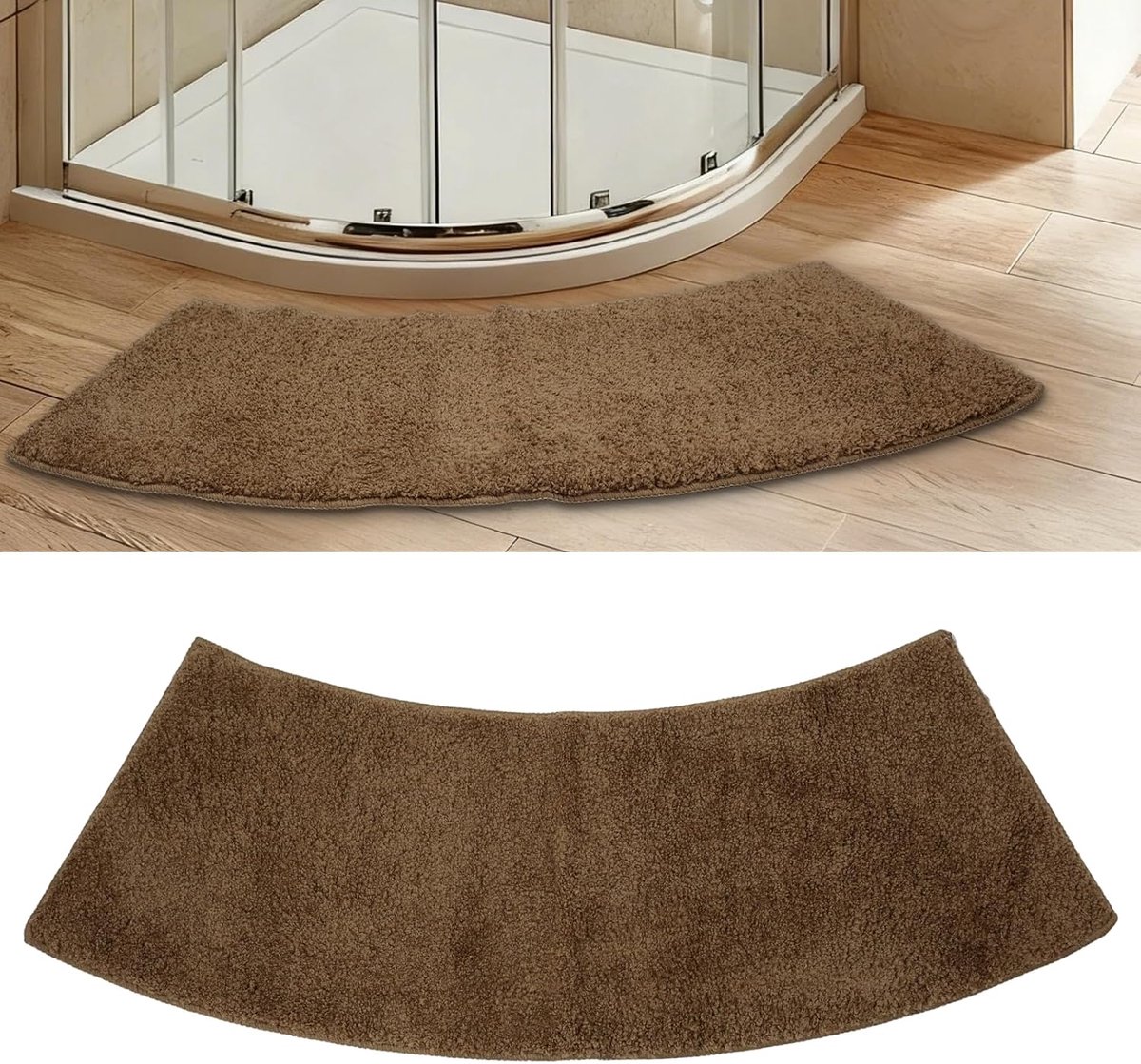 bathroom mat, round shower mat, 40 x 100 cm, microfiber semi-circular furry quarter circle, non-slip deep frotté - ShopVlot