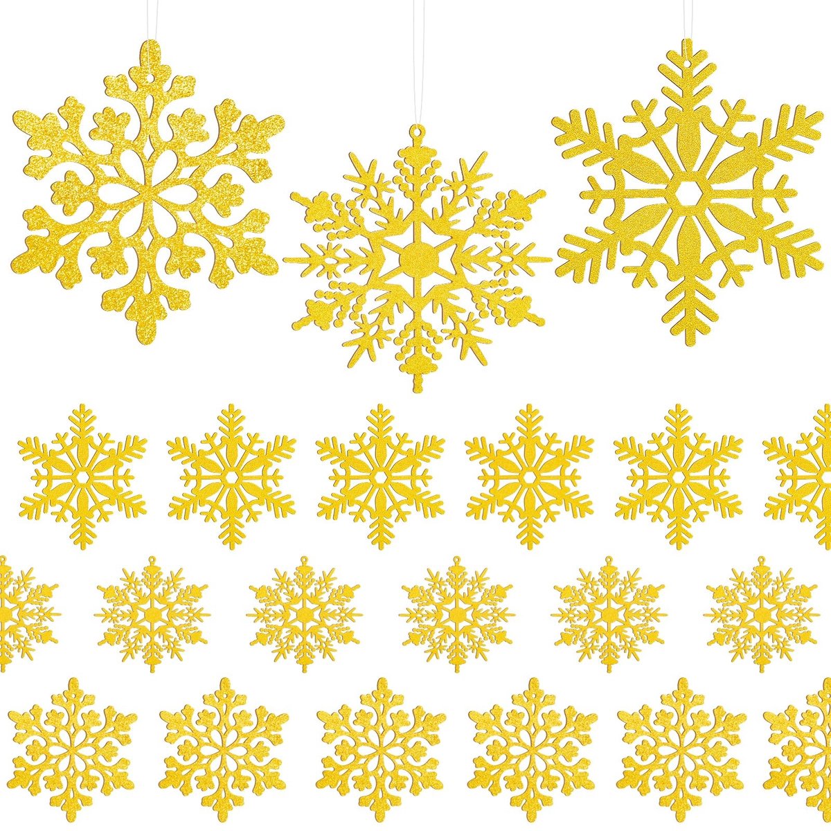 Solidchoice - 24 Glitterende Sneeuwvlokken Kerstdecoratie