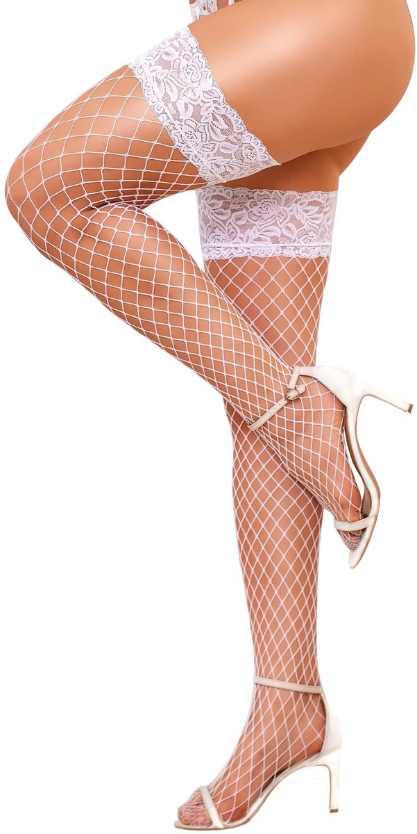 Solidchoice - Dames Sexy Mesh Stockings met Kant