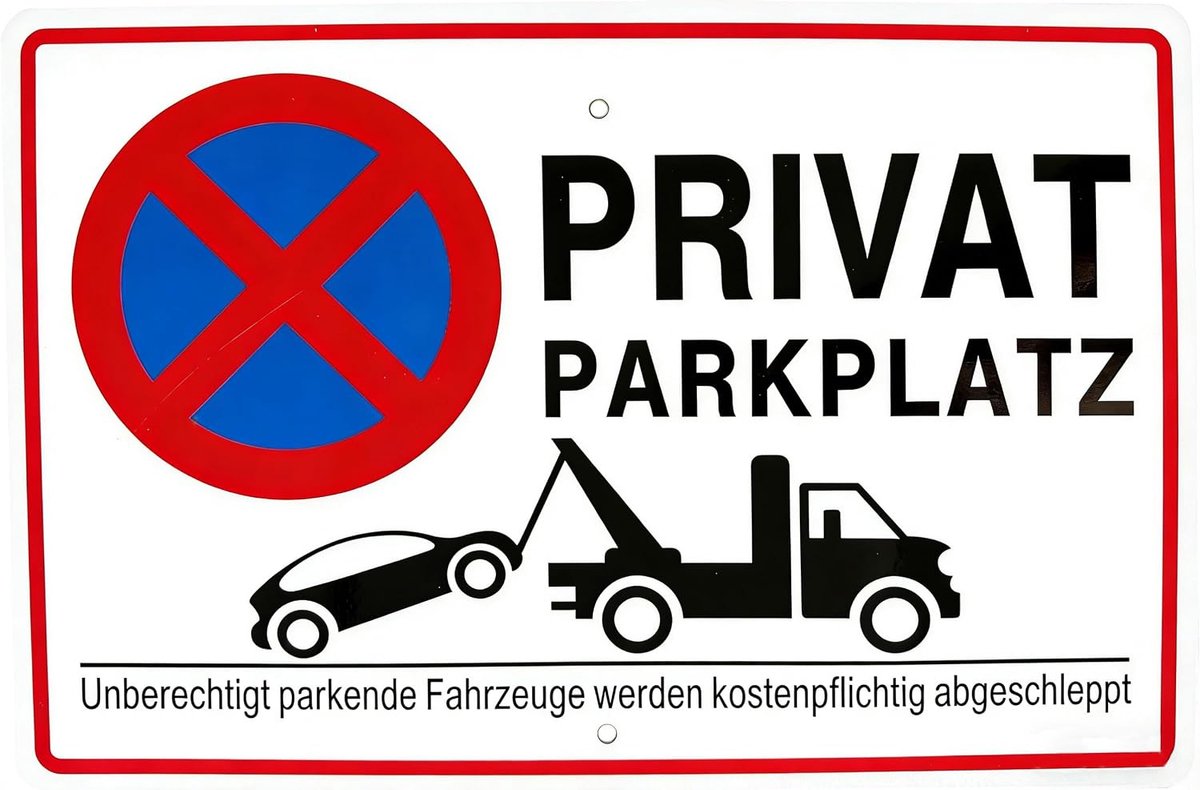 Privé parkeerbord met voorgeboorde gaten - aluminium legering - roestbestendig - ideaal voor privéterrein - ShopVlot