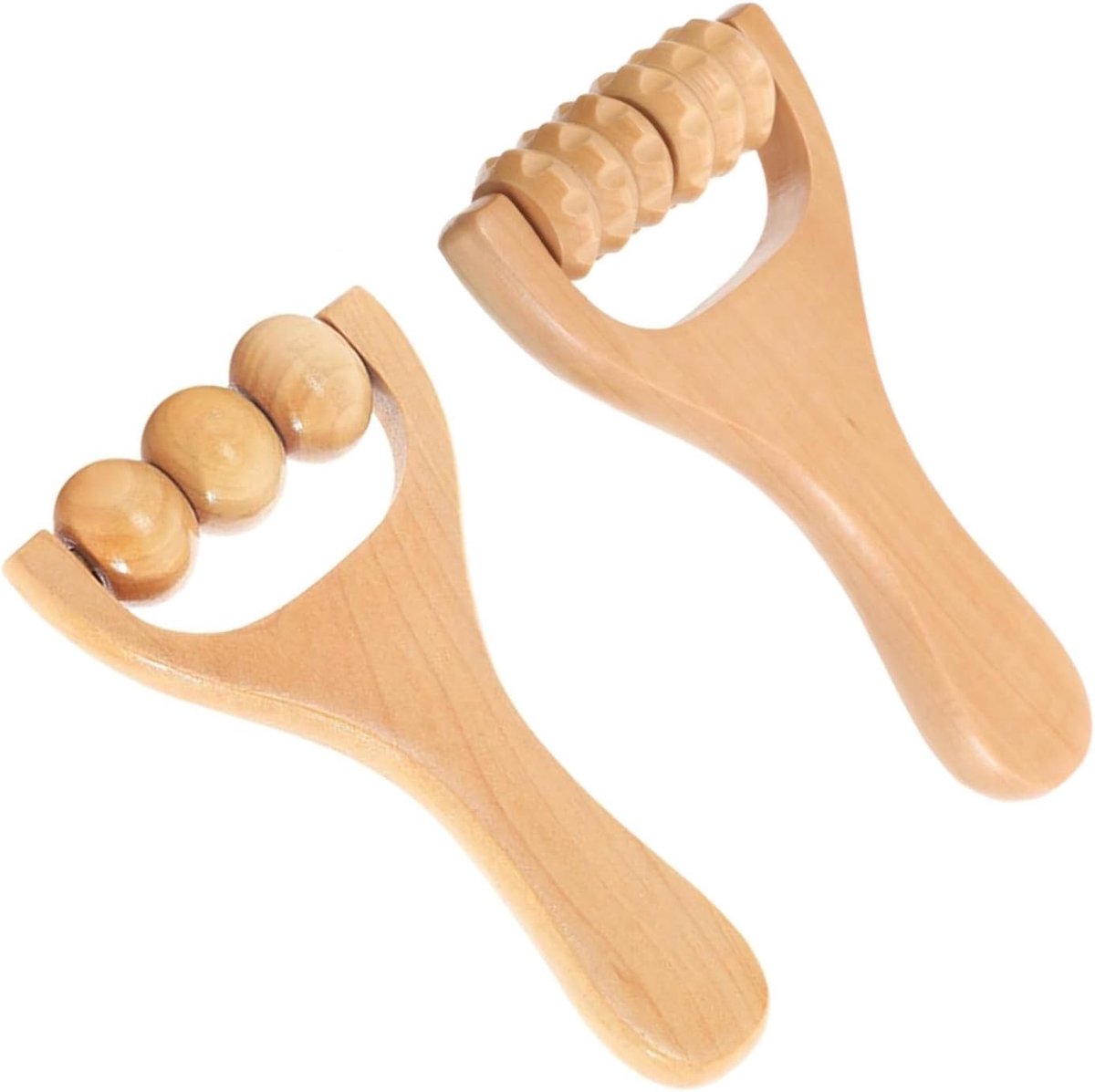 Massage Roller - 2 x Houten Massage Rollers - Met Handvat - Ontspan Spieren - ShopVlot