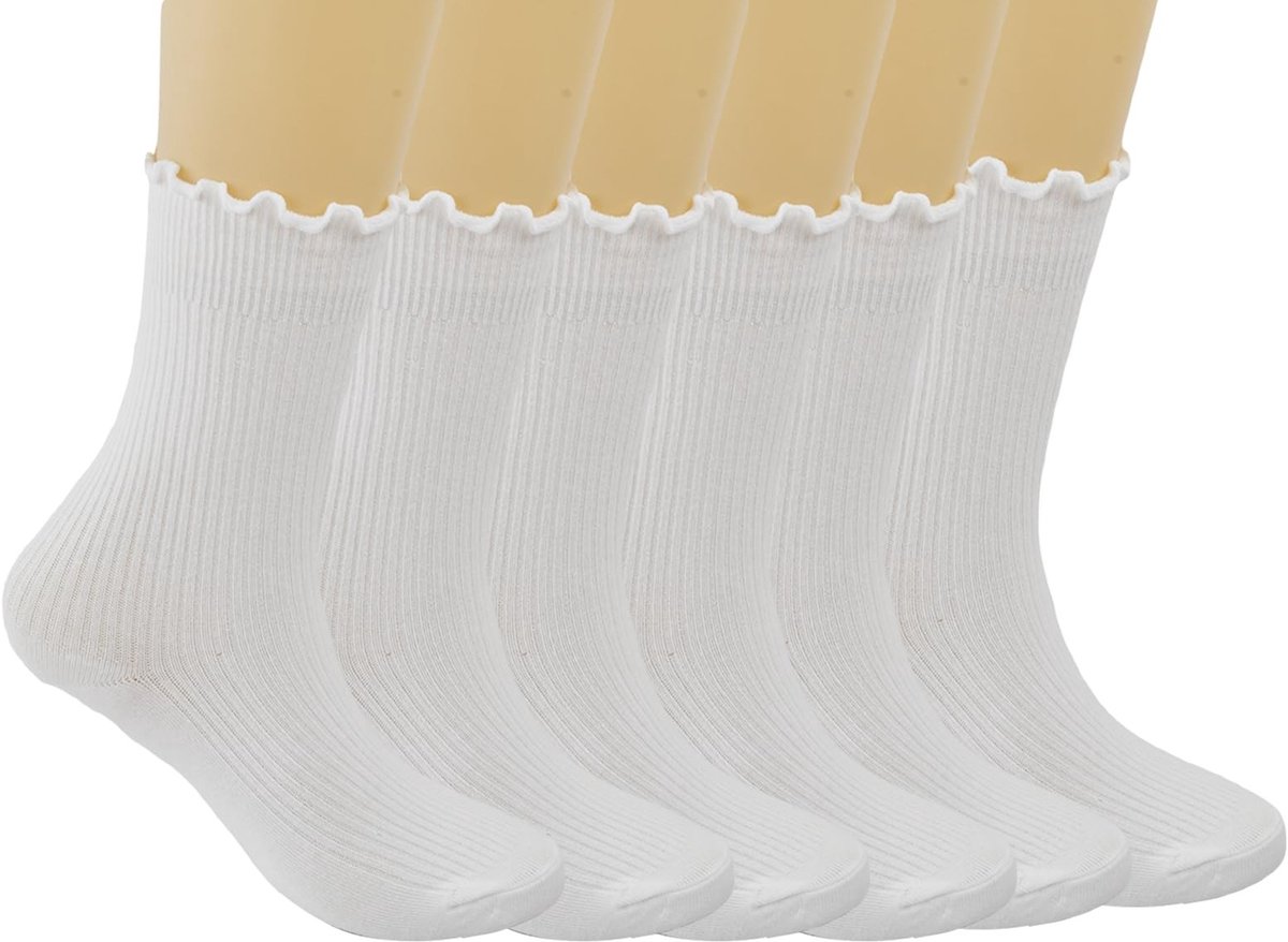 Solidchoice - Set van 6 Paar Dames Rimpelsokken van Katoen