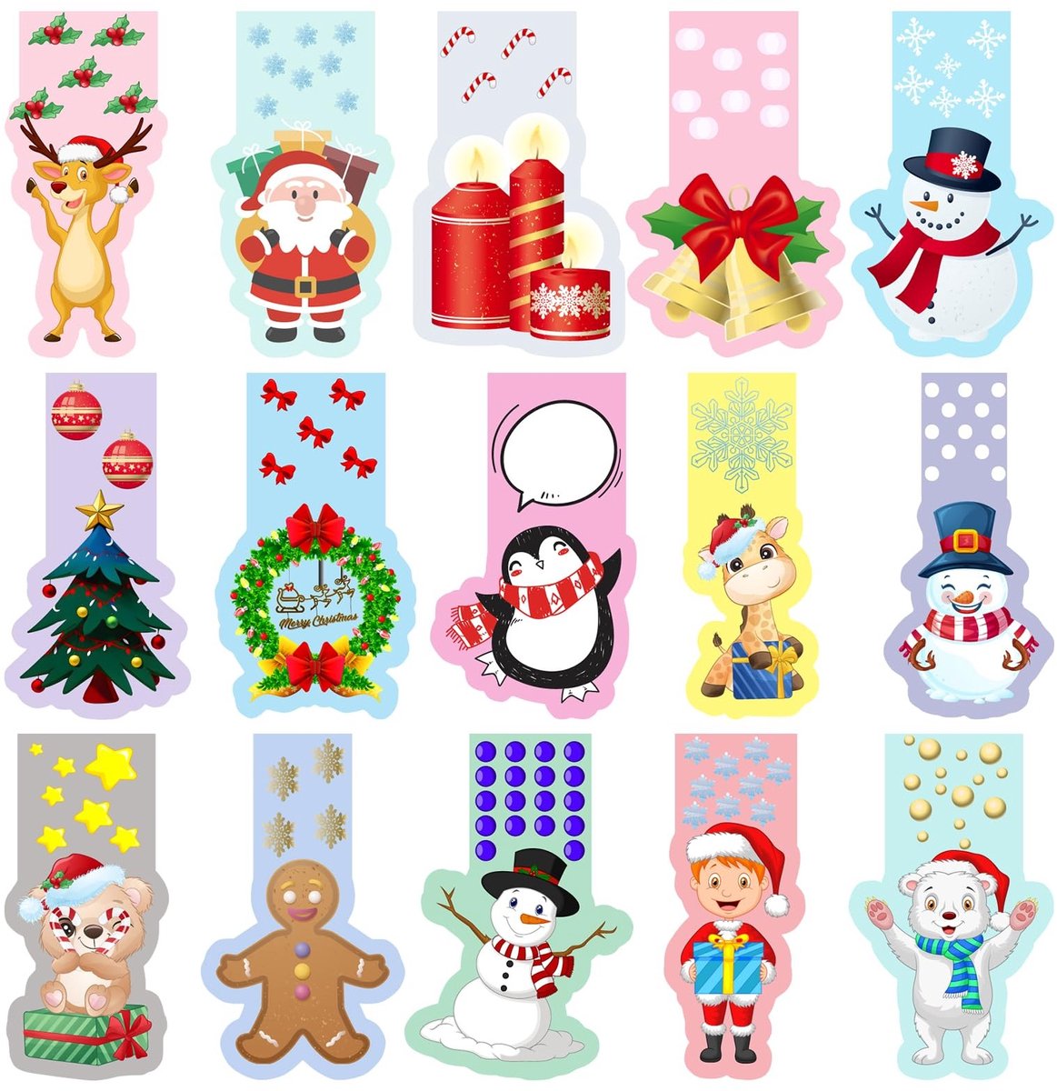 Solidchoice - Set van 30 Magnetische Kerst Boekenleggers voor Kinderen