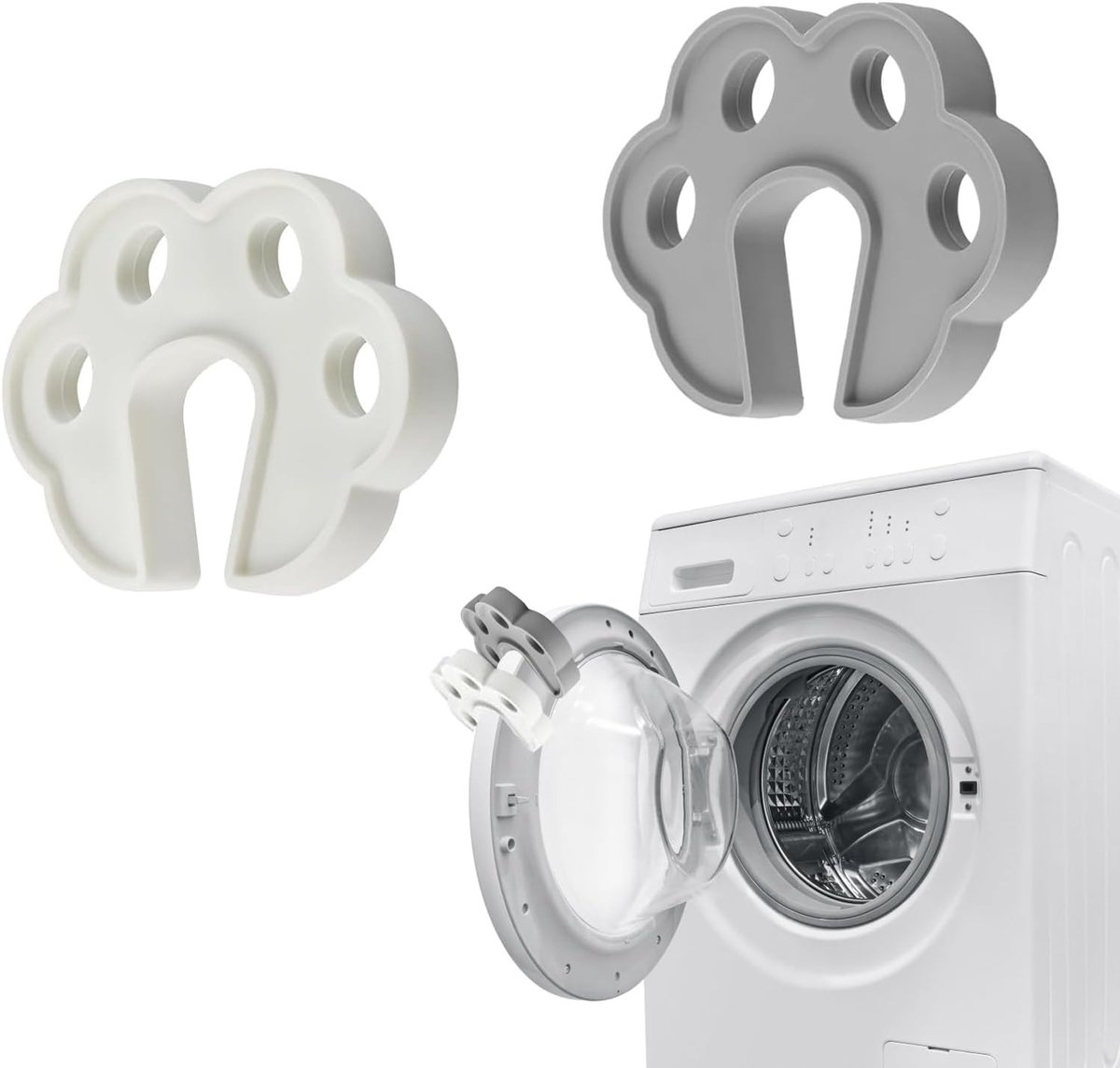 Deursteun voor Wasmachine - Grijs - 10 x 8 x 1,6 cm - Siliconen Deurstopper voor Voorladers - Voor Vaatwasser en Droger