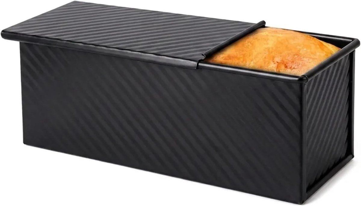 Toastbroodvorm met Deksel - Zwart - 32 x 12 x 11 cm - Hoogwaardig Koolstofstaal - Voor Thuis en Professionele Keuken