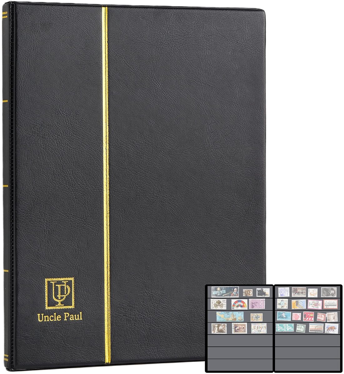 Solidchoice - 140 Pockets Postzegelalbum met Kunstlederen Kaft