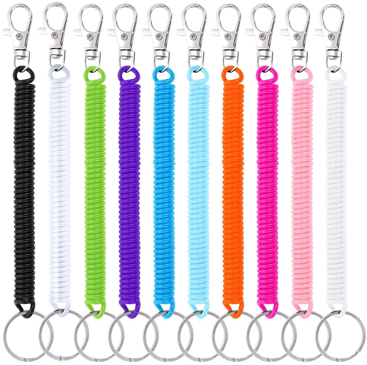 Solidchoice - Set van 10 Retractable Coil Spring Sleutelhangers