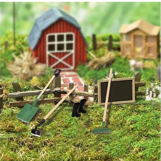 Miniatuur Tuinset met Tuingereedschap, Parkverlichting en Mini Regenlaarzen voor Minituin Decoratie — afbeelding 3