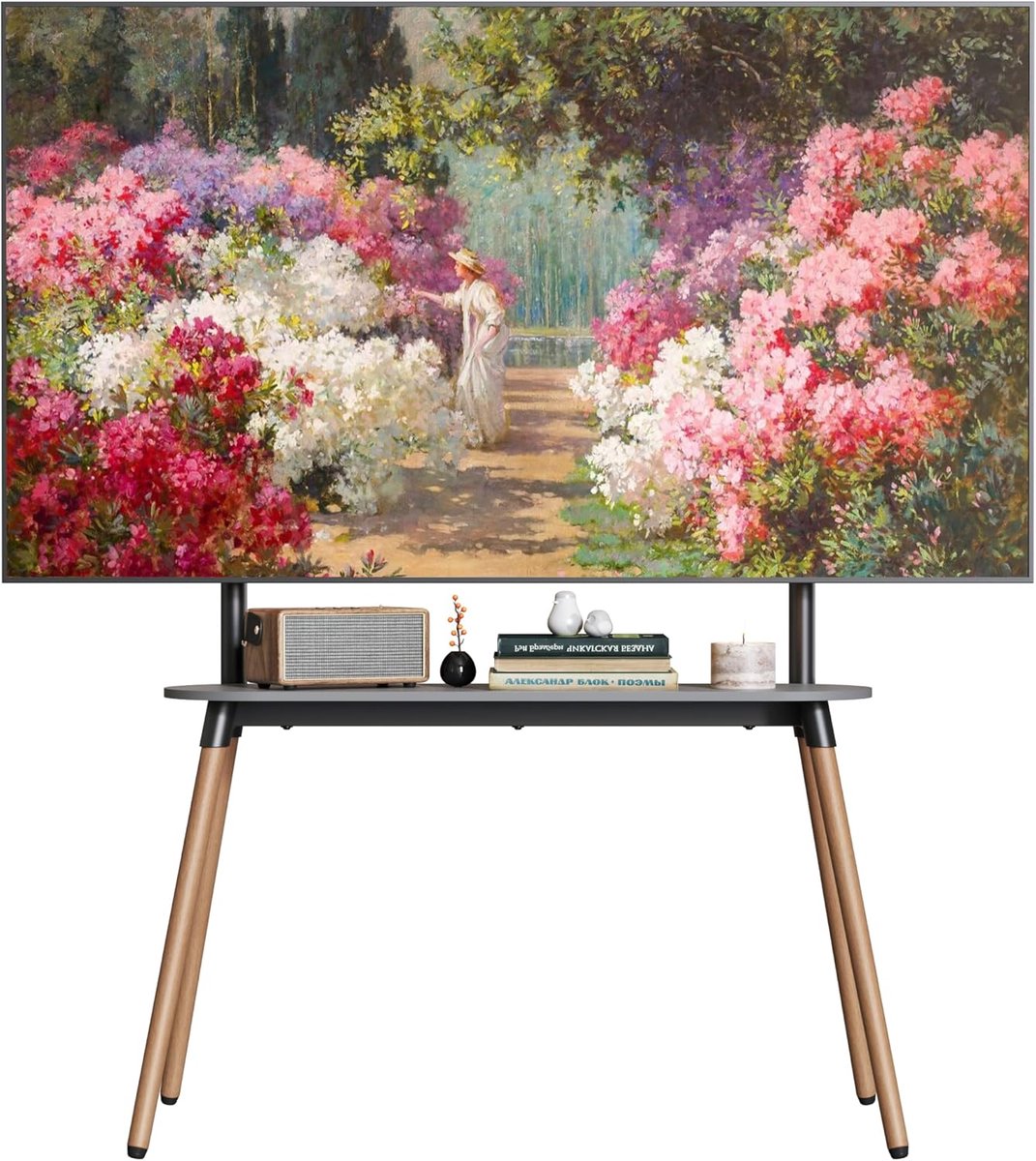 TV-standaard hout 49-86 inch - zwart - in hoogte verstelbaar - ideaal voor kantoor en thuis - ShopVlot