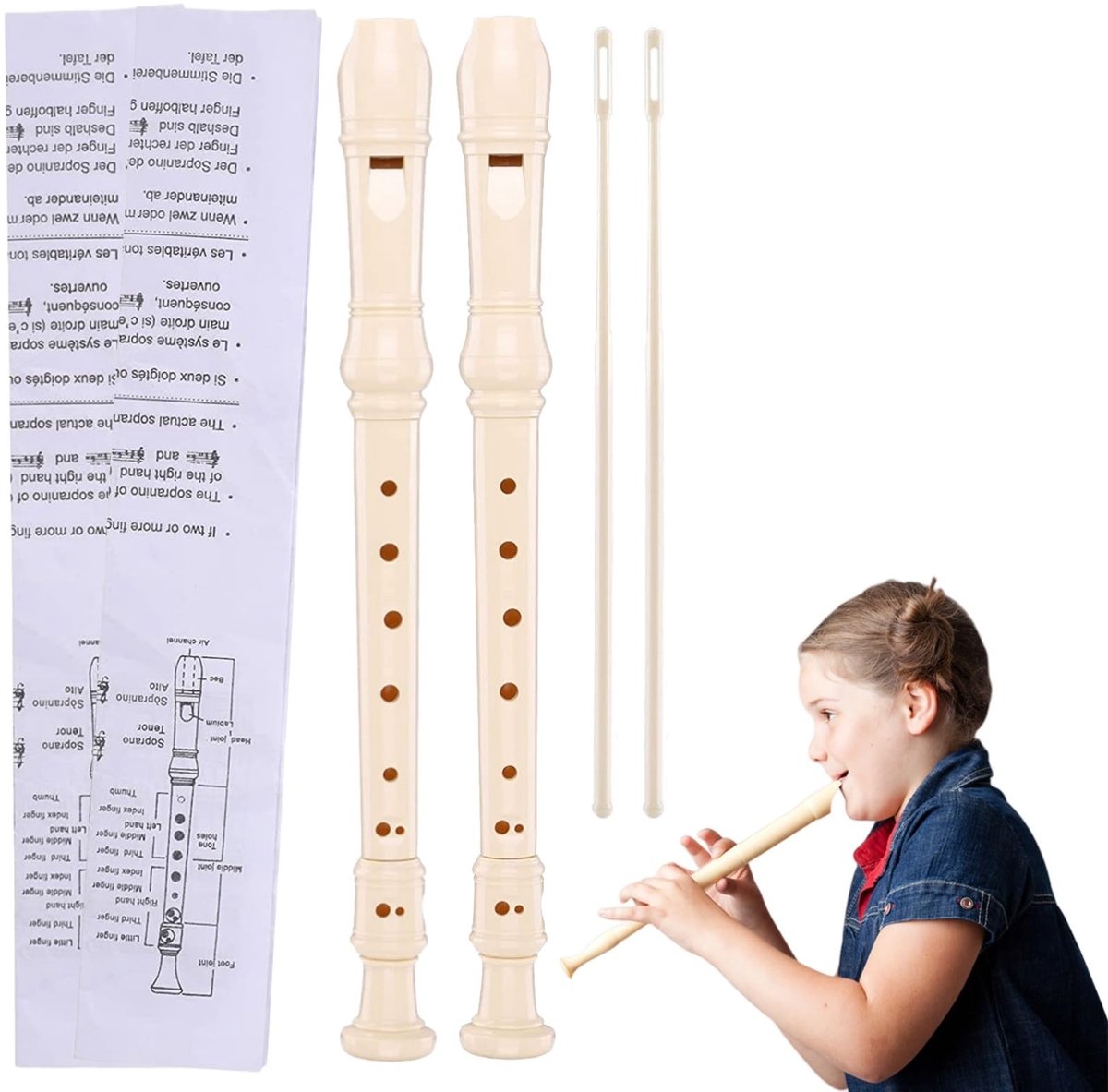 Solidchoice - Set van 2 Kinderen Soprano Fluiten voor Beginners