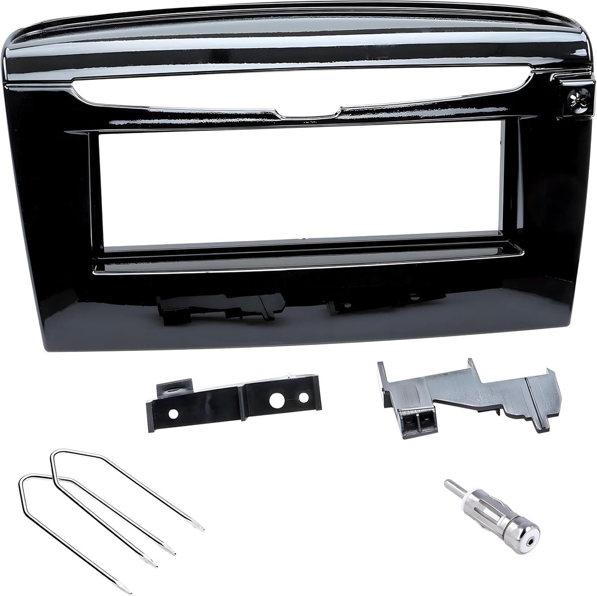 Radio panel kit 1-din - glossy zwart - voor Lancia New Ypsilon Y 2012-2021 - inclusief accessoires - ShopVlot