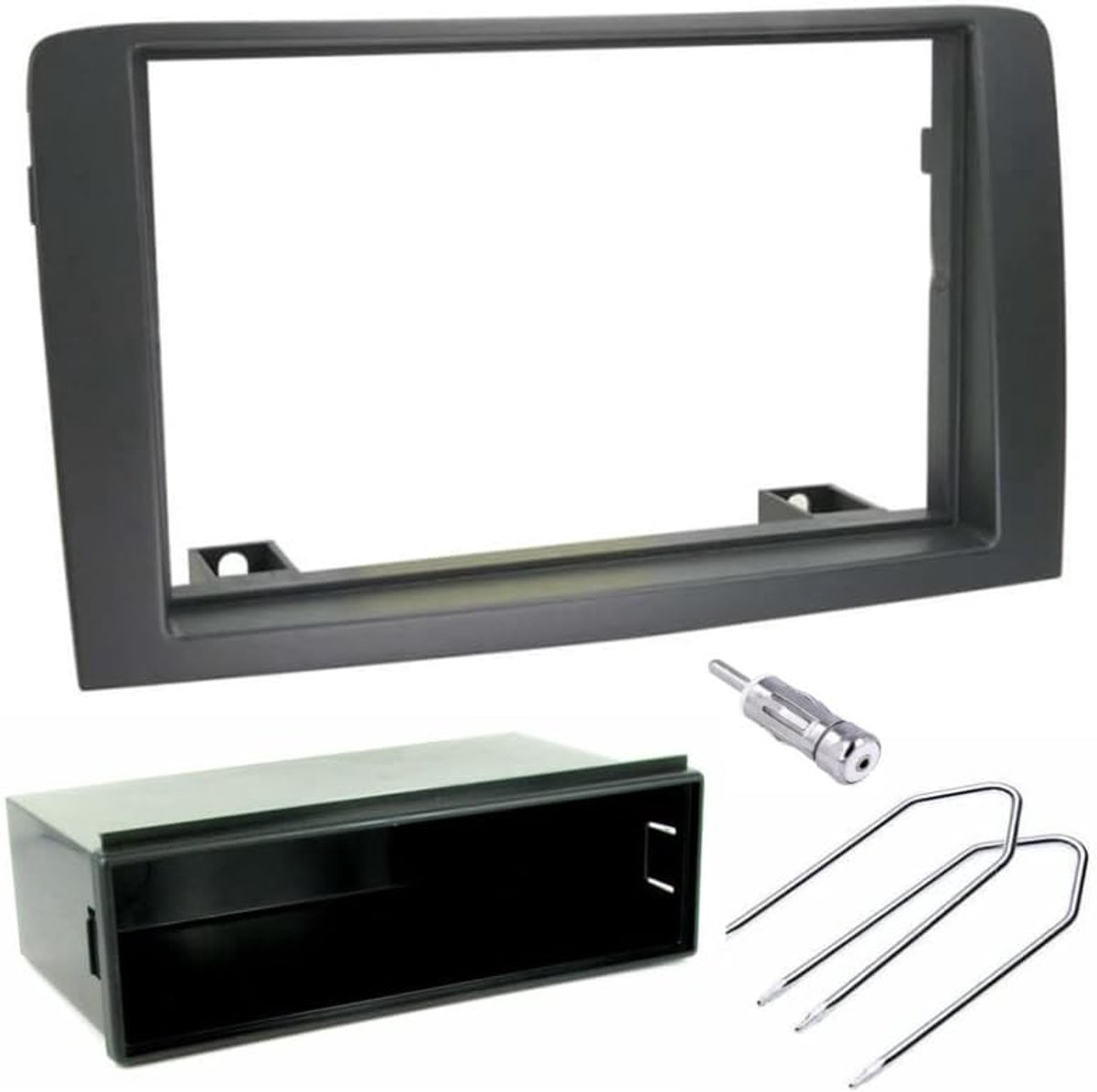 Radio panel kit 1-din/2-din - zwart - geschikt voor Fiat Idea/Lancia Musa - eenvoudig te installeren - ShopVlot