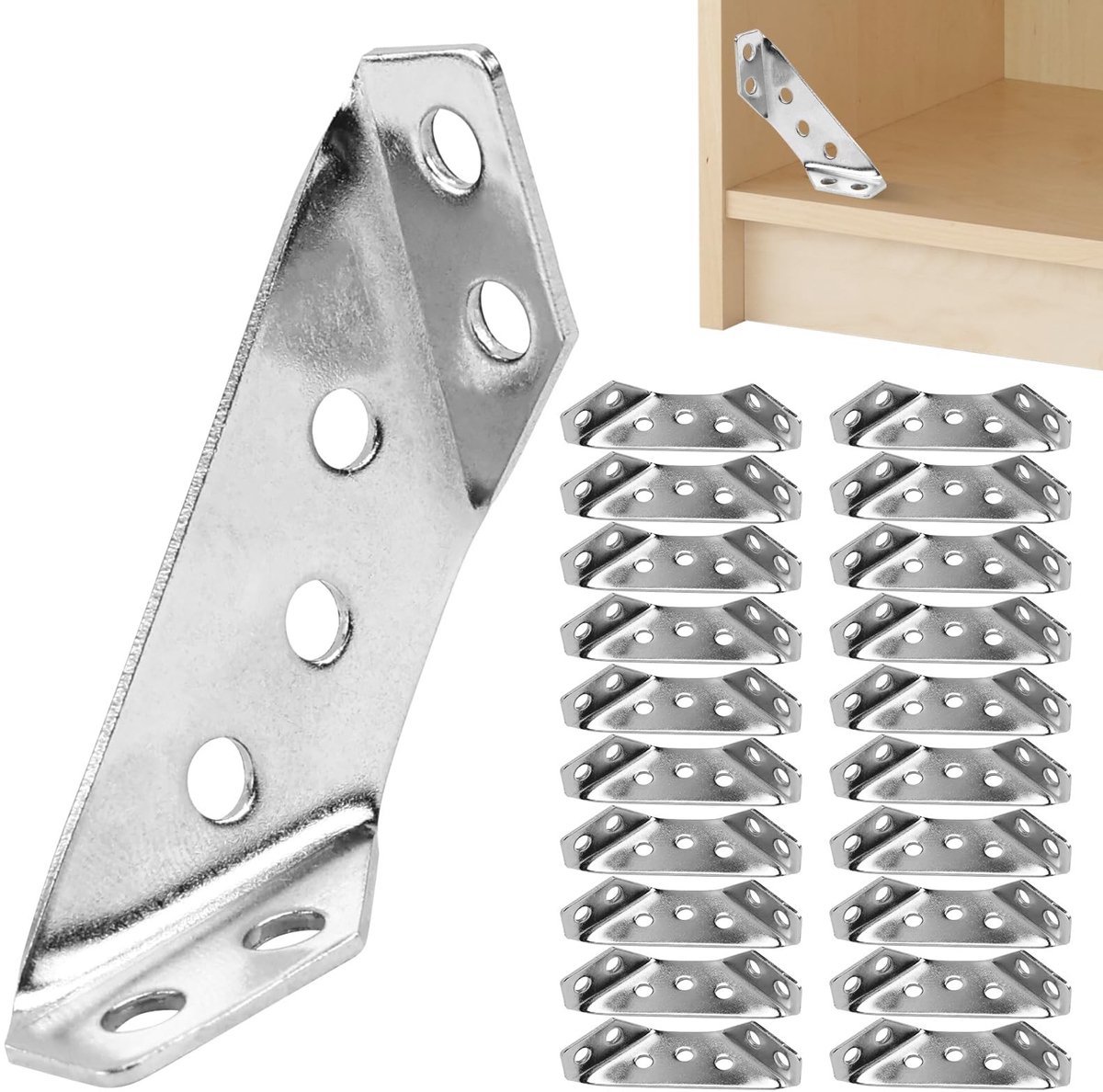 Solidchoice - Set van 20 Hoekconnectoren van Roestvrij Staal voor Meubelmontage