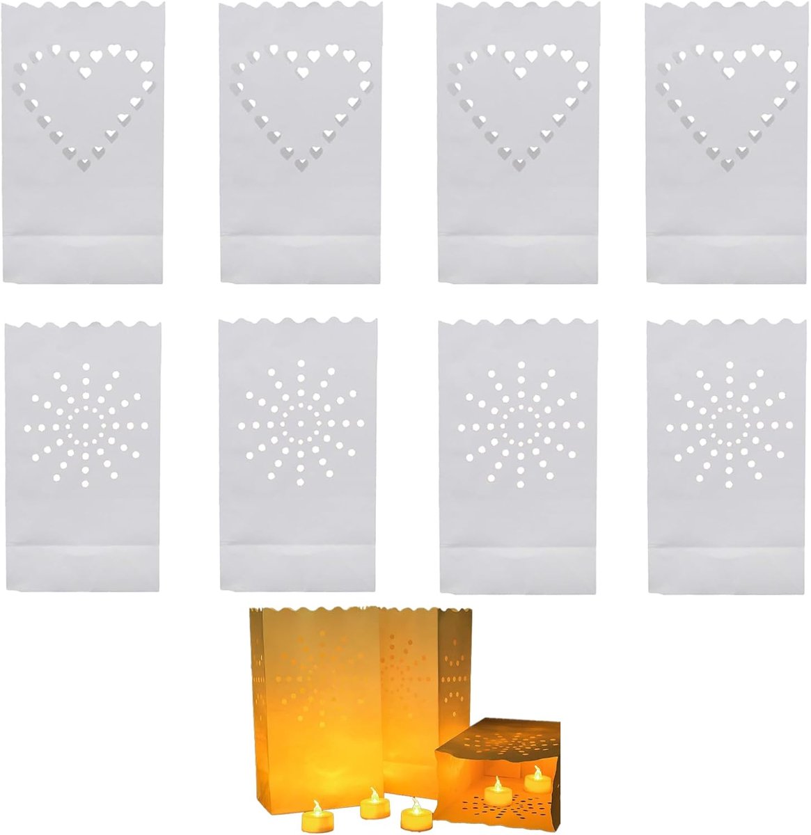 Candle bags 20 stuks - papieren lantaarns - veilig brandwerend materiaal - sfeervolle decoratie voor feesten - ShopVlot