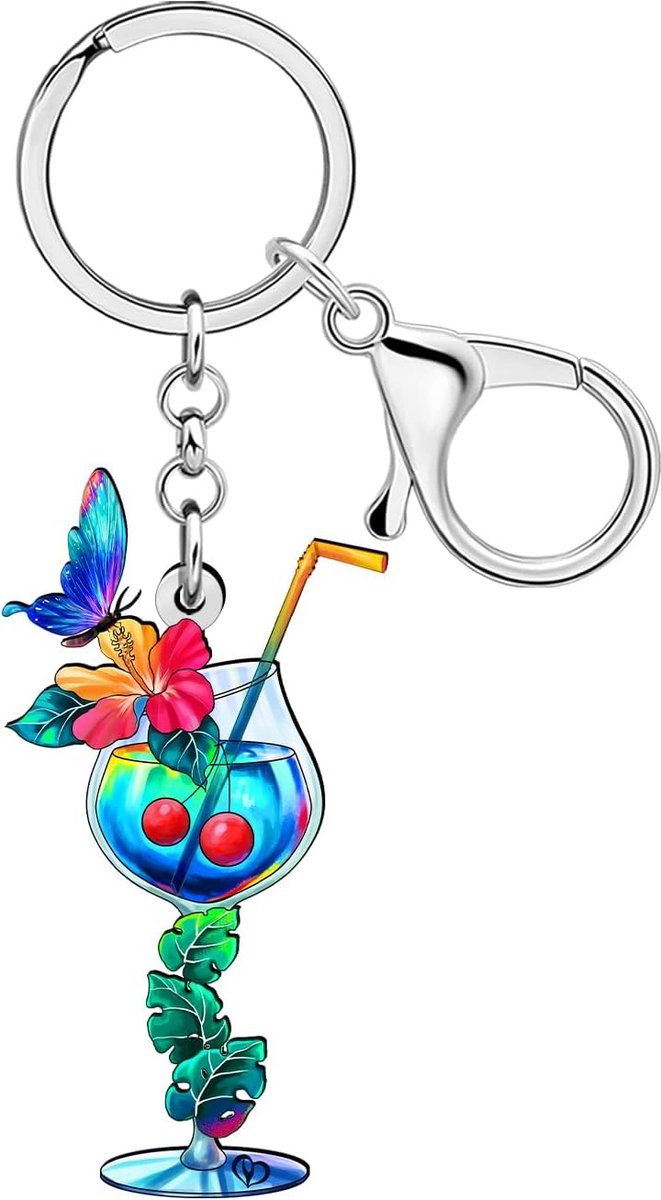 Sleutelhanger margarita wijnglas - acryl - kleurrijk ontwerp - perfect voor cocktail liefhebbers - ShopVlot