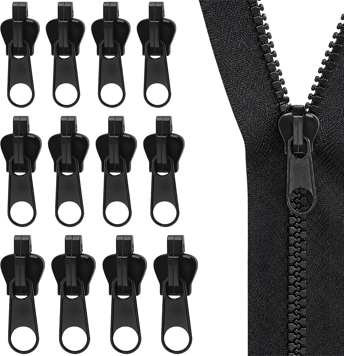 Ritssluiting reparatieset 12-delig - universele vervangingsschuivers - robuust en duurzaam - naadloos repareren - ShopVlot