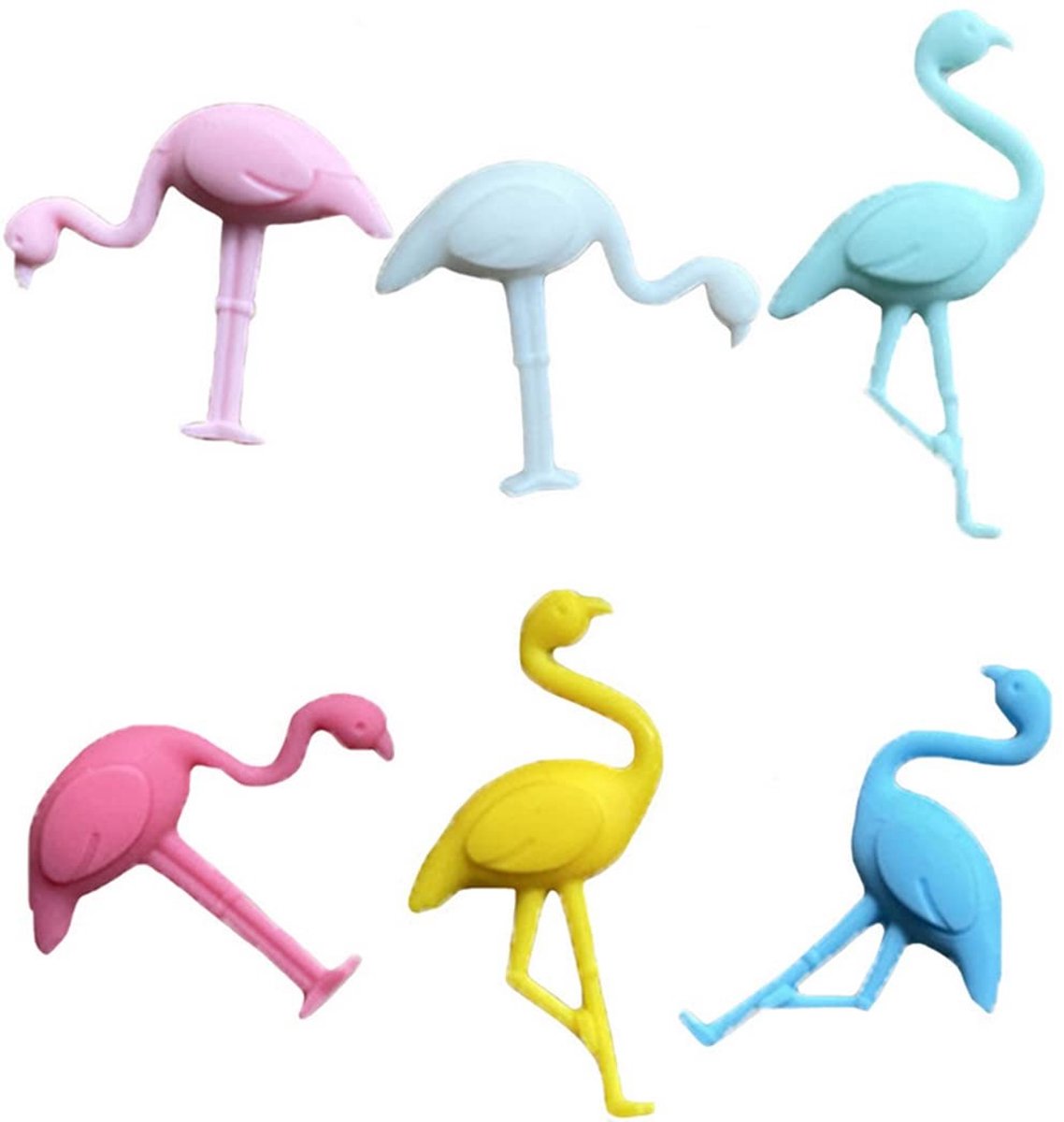 Solidchoice - Set van 6 Herbruikbare Glazen Markeringsstickers met Flamingo Patroon