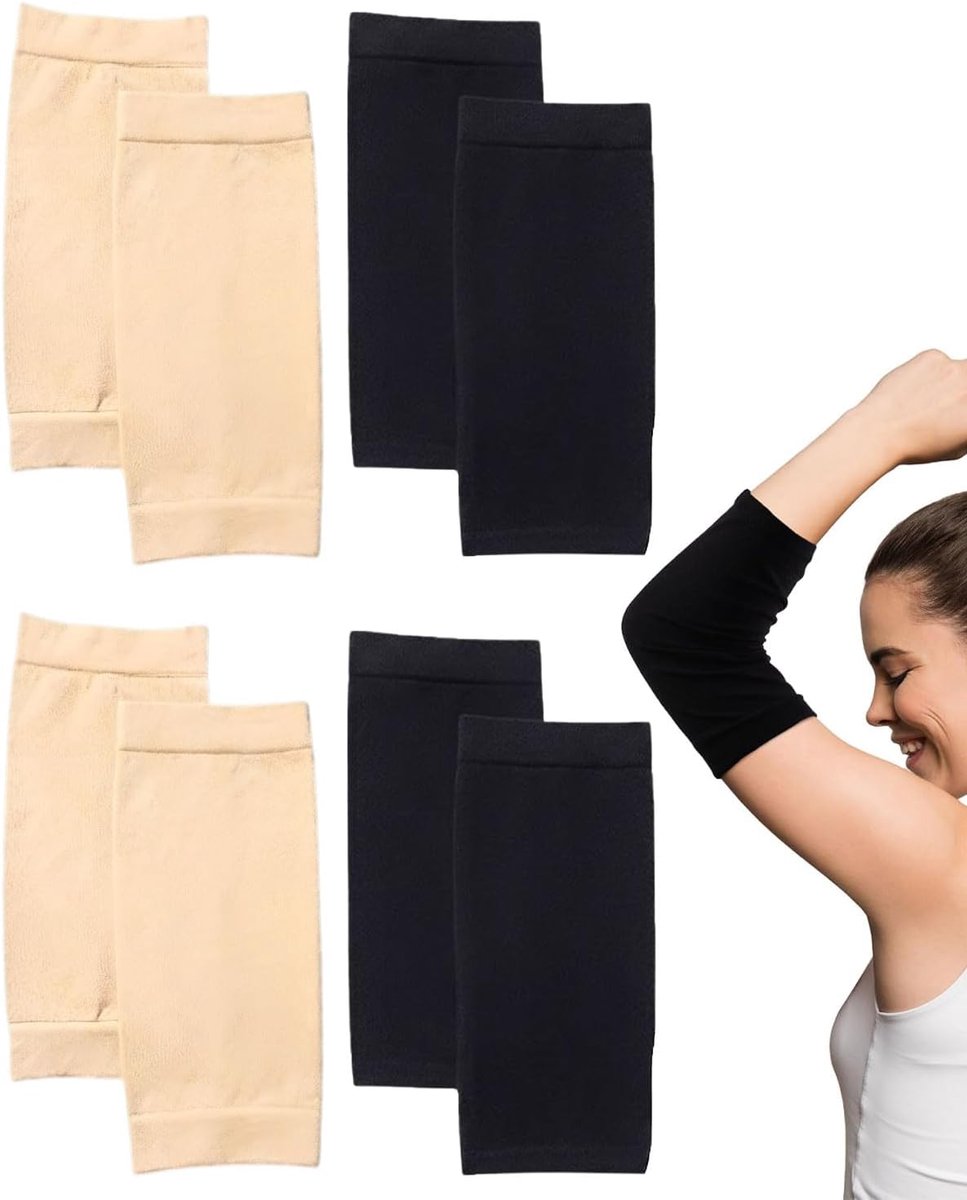 Compressiemouw UV-bescherming - 4 paar (2 zwart + 2 huidskleur) - voor onderarm en pols - ShopVlot