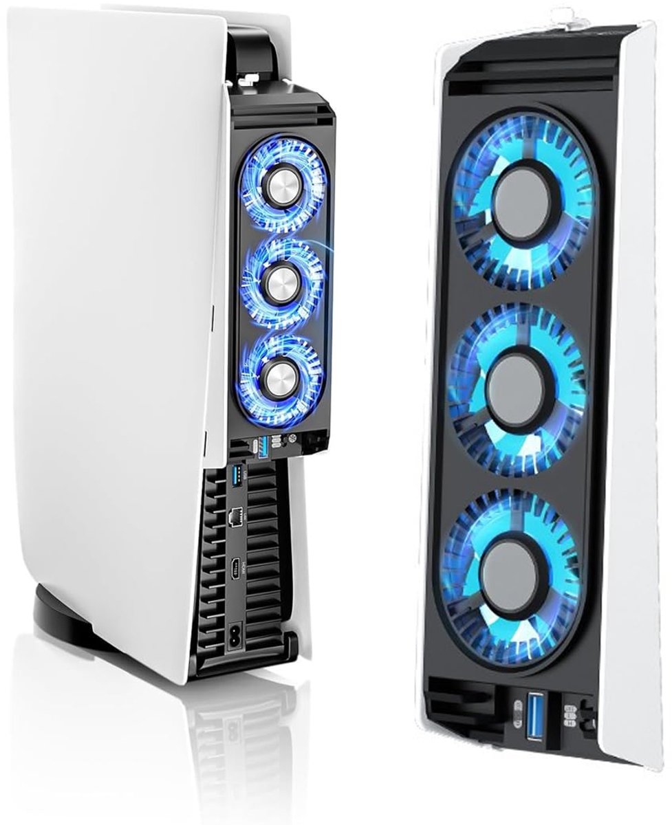 Cooling fan voor PS5 - met LED verlichting - automatische snelheidsregeling - verlengt levensduur console - ShopVlot