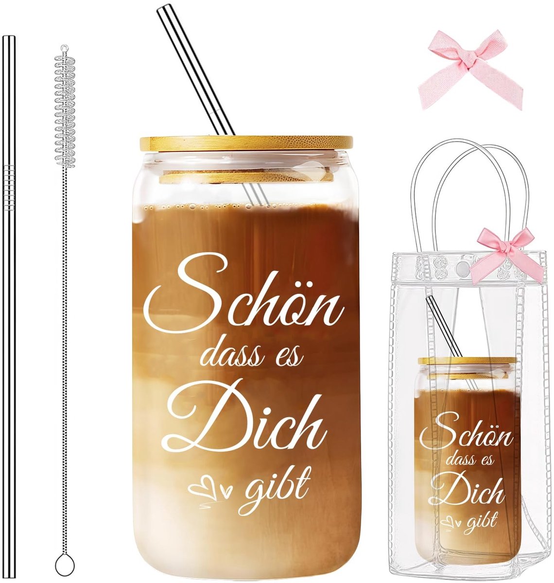 Solidchoice - Drinkglas met Deksel en Rietje, 16 oz voor Cocktails