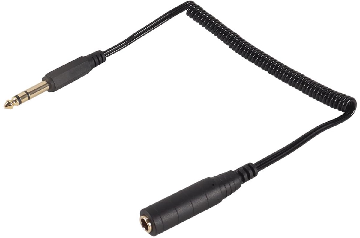 Audiokabel 6,35 mm TRS-stekker - spiraalveer - 35 cm tot 80 cm - ideaal voor gitaar en versterker - ShopVlot