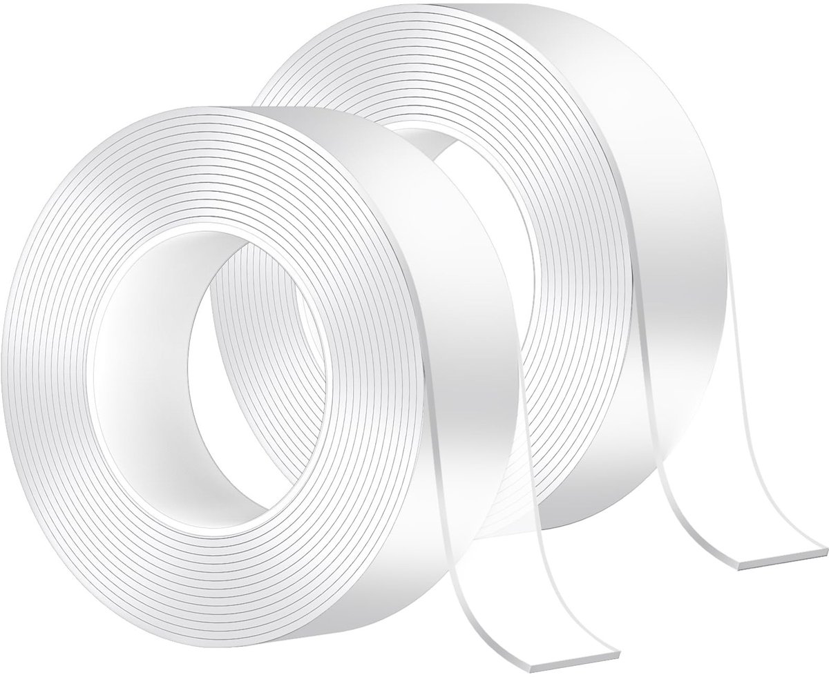 Solidchoice - Nano Dubbelzijdige Plakband, Herbruikbare en Wasbare Gel Tape, 2 Rollen van 10M
