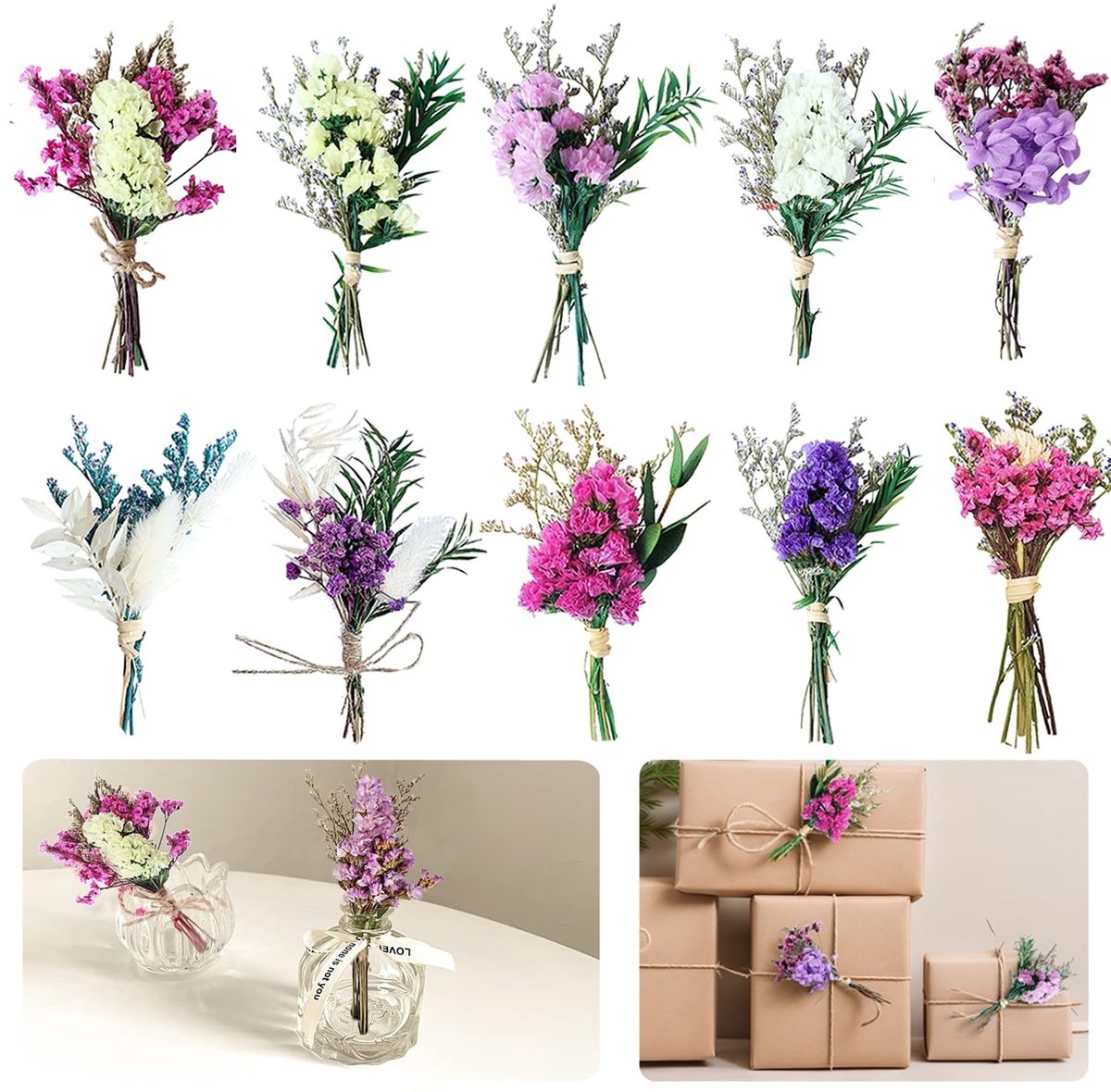 Solidchoice - Mini Gedroogde Bloemen voor DIY Decoratie (Pack van 10)