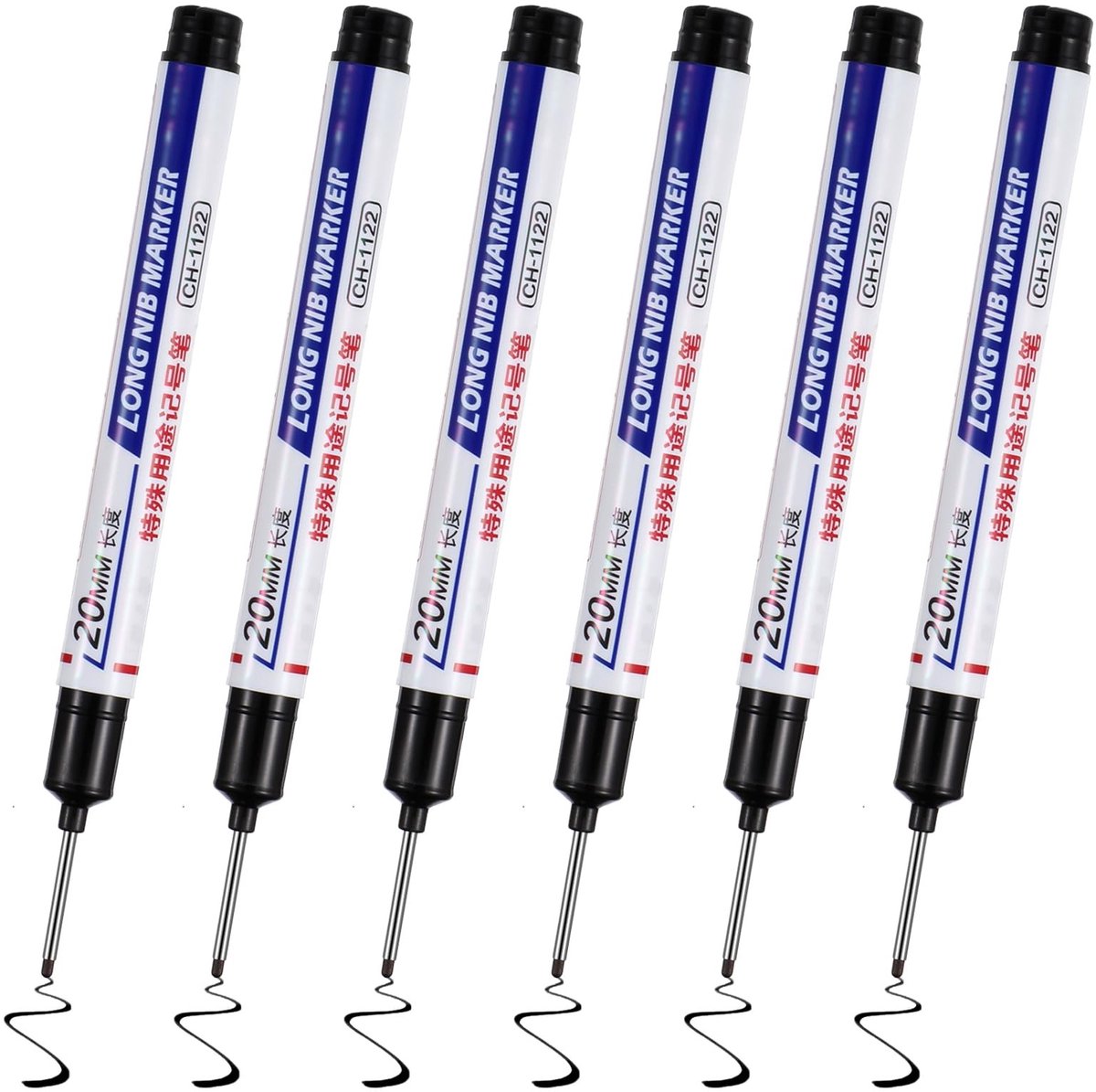 Solidchoice - Set van 6 Diepe Gat Markers met Lange Punt 20 mm