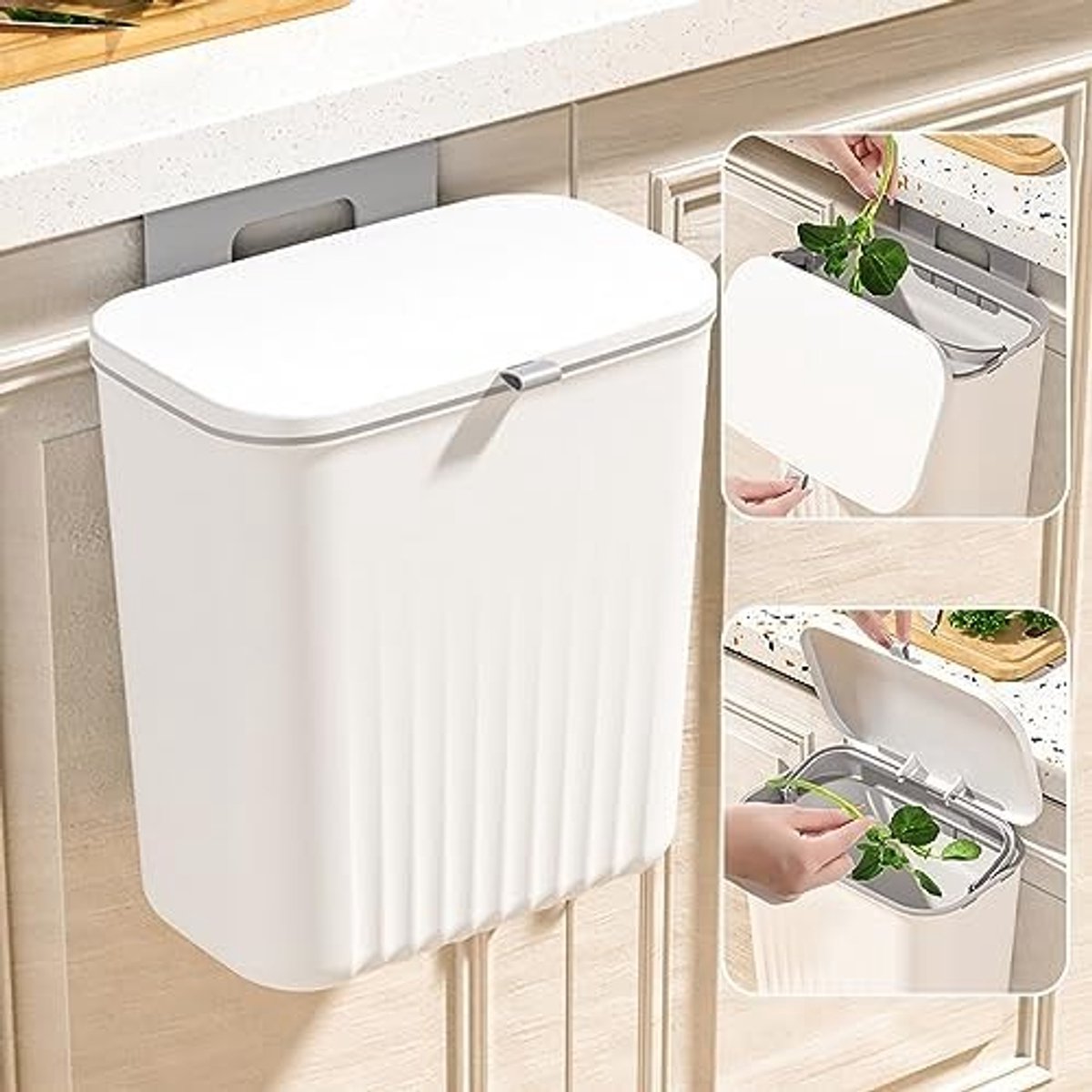 Solidchoice - Hangende Afvalbak voor Keuken met Deksel en 9L Capaciteit