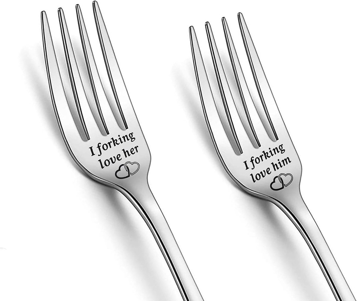 Gegraveerde vorken set - roestvrij staal - elegante uitstraling - perfect voor cadeau - ShopVlot