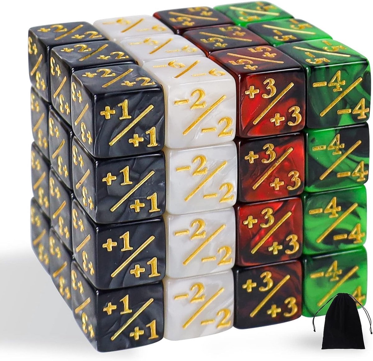 Solidchoice - 48 Stuks D6 Dobbelstenen met Opbergtassen voor Spellen