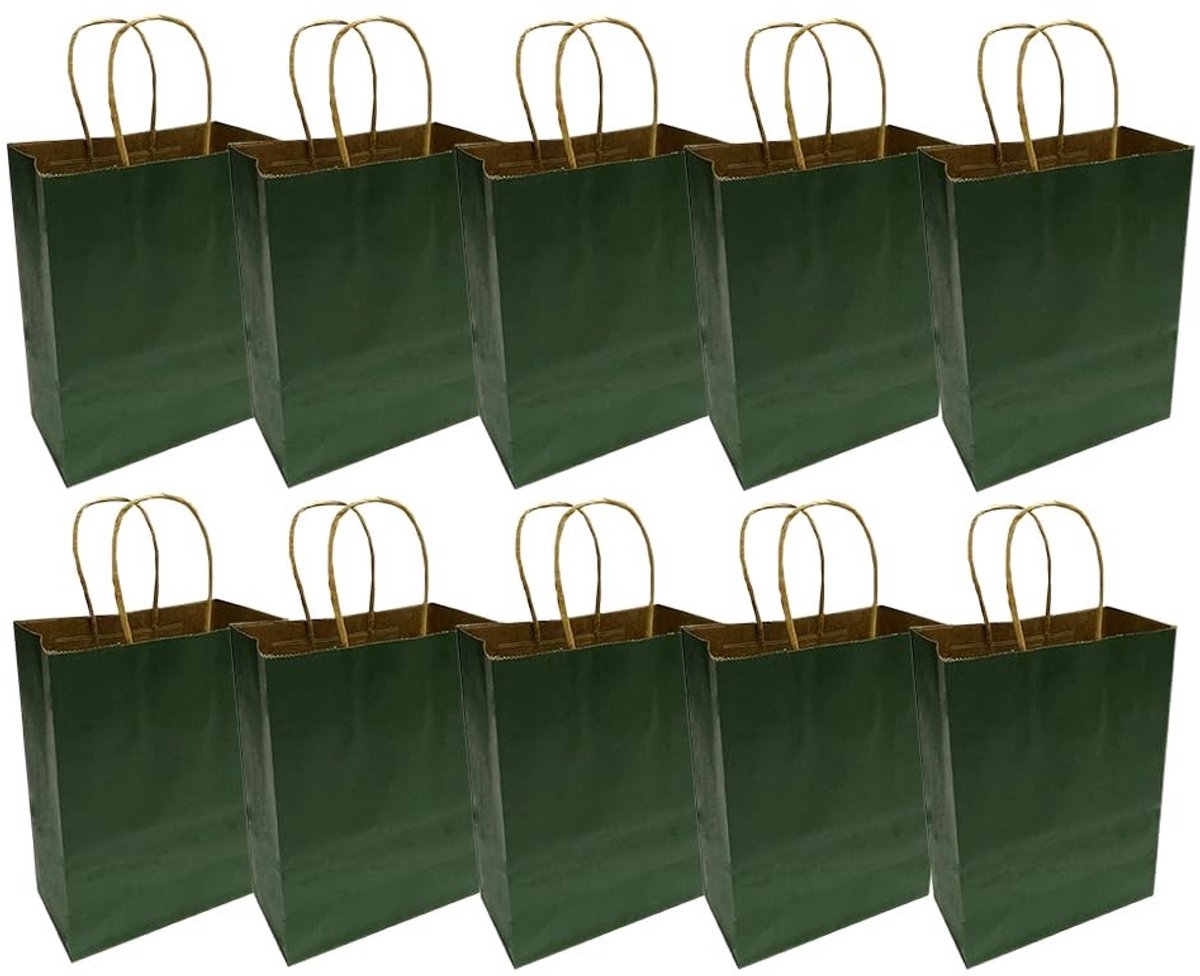 Solidchoice - 10 Stuks Kraft Cadeauzakken met Handvat voor Feestdagen
