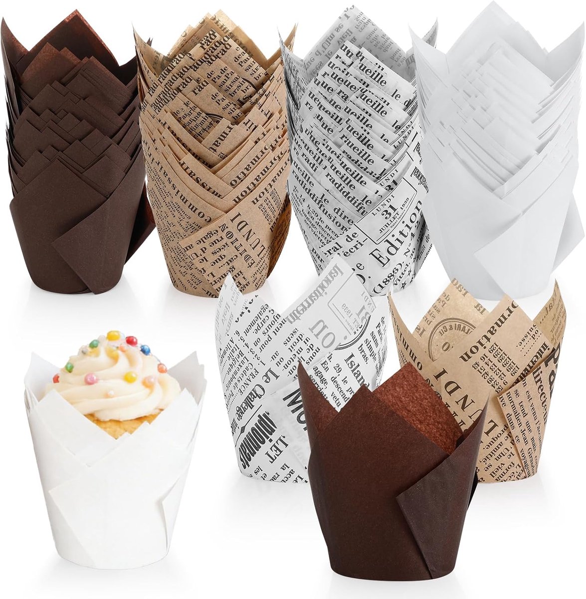 Muffinvormpjes 200 stuks - Papieren tulpen - Standaardmaat 5,5 cm x 8 cm - Ideaal voor feestjes - ShopVlot