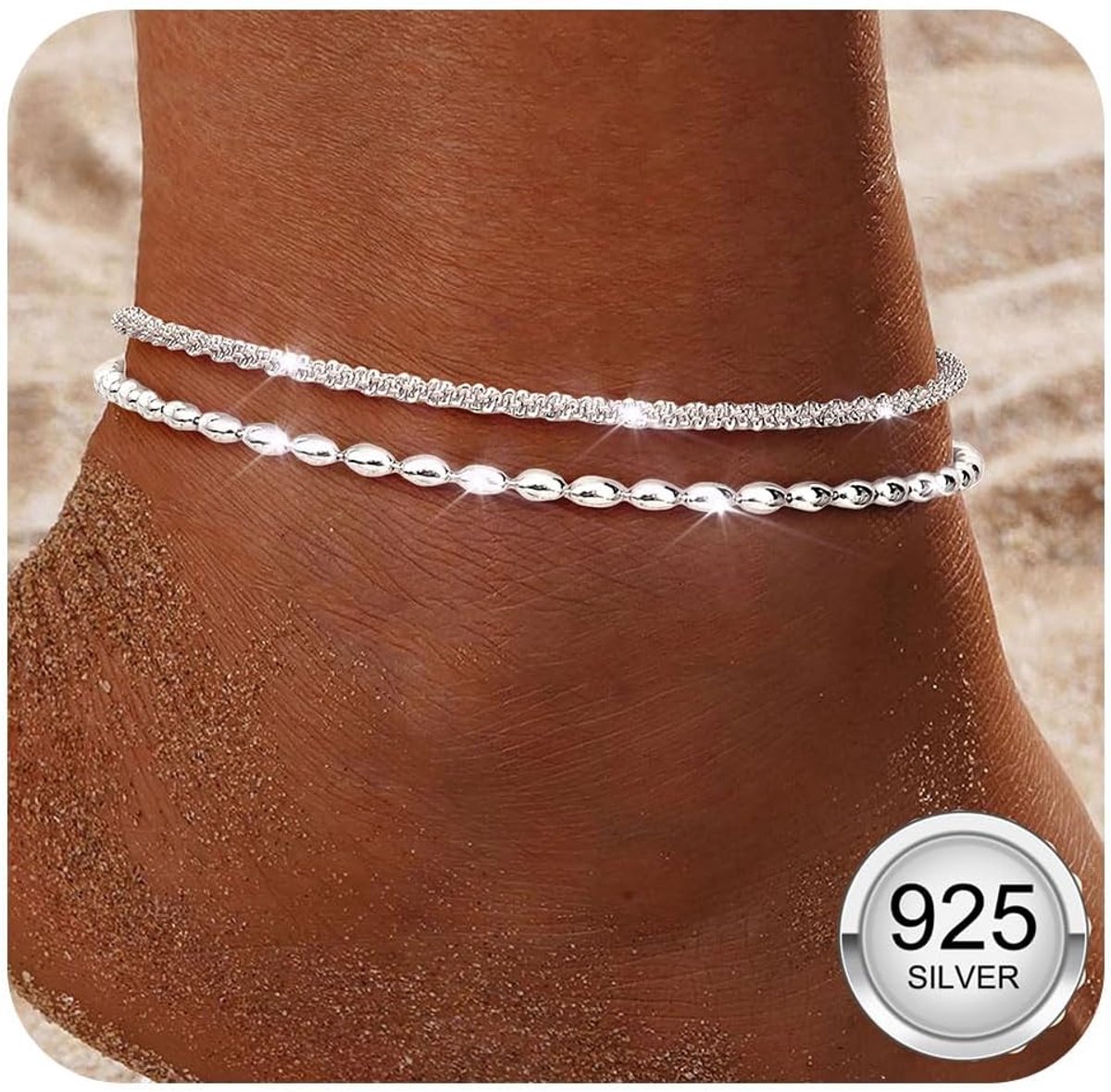 Anklet Dames 925 Sterling Zilver - Verstelbaar - Elegant Goud Zilver - Waterproof Strand Sieraad - ShopVlot