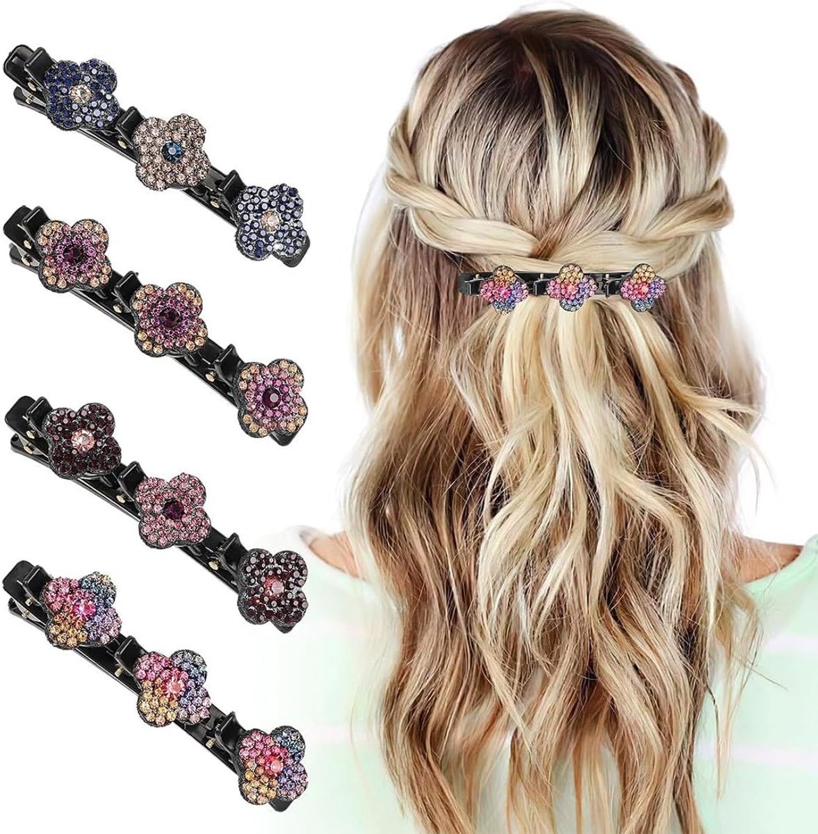 Haarspelden set 4 stuks - Glitters met kristallen - Voor vrouwen en meisjes - Mooie haaraccessoires - ShopVlot