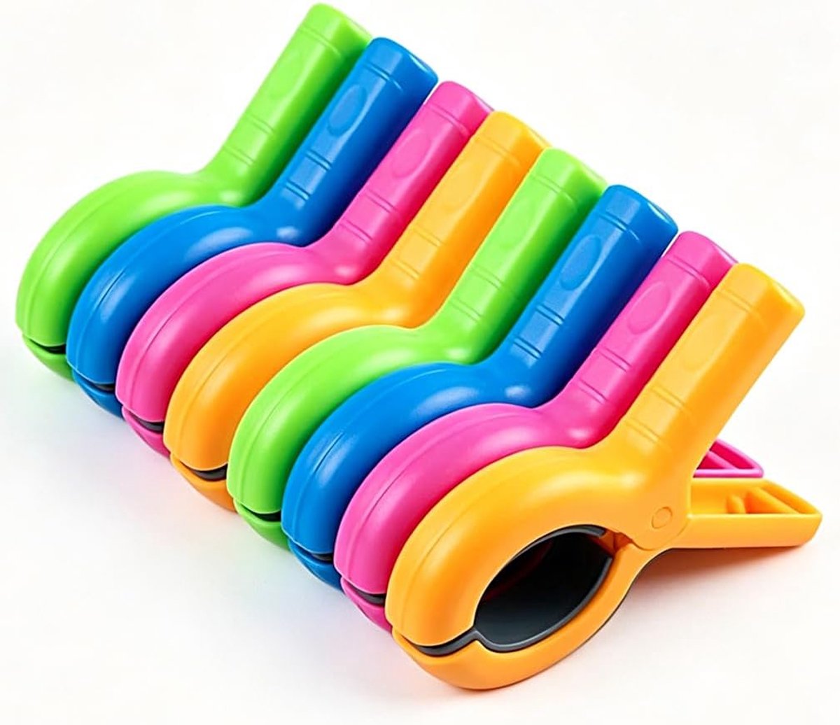 Wasknijpers stormbestendig - grote klemmen voor windbescherming - antislip en sterke grip - set van 8 - ShopVlot