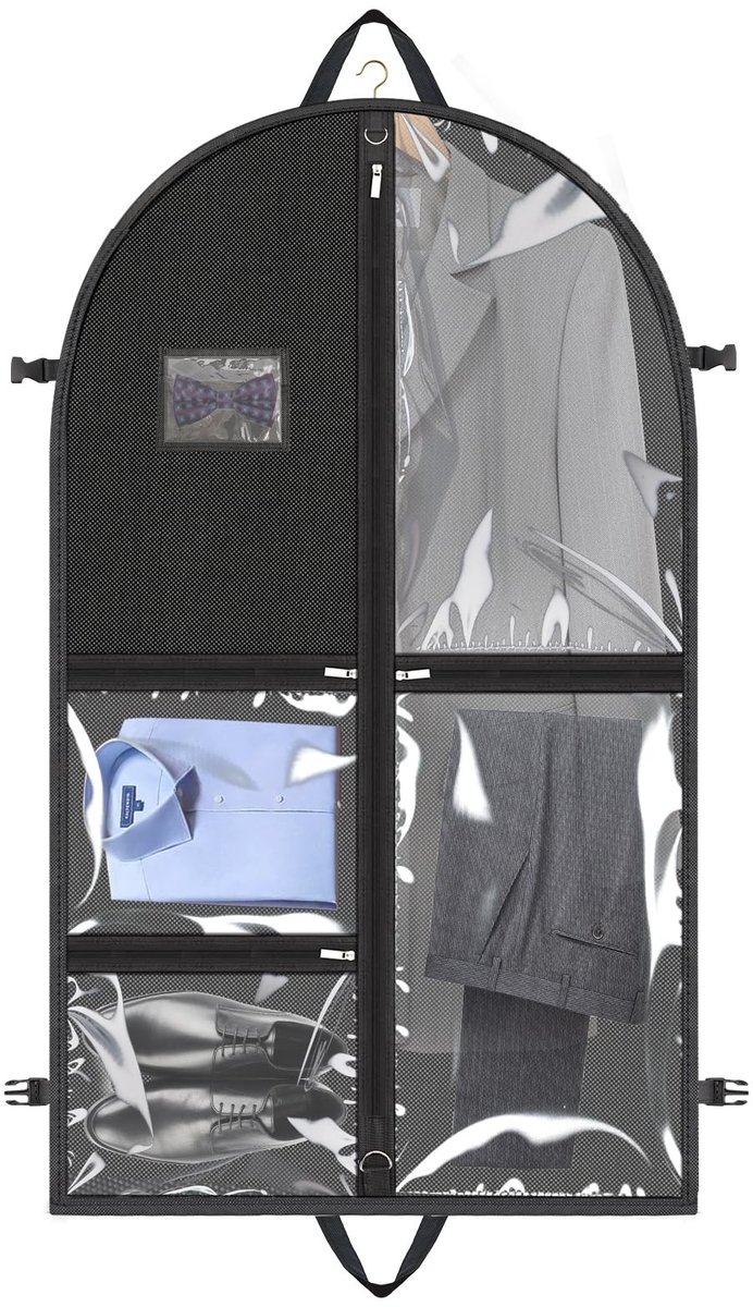 Opvouwbare Kledinghoes met 4 Zakjes - 110 x 60 cm - Draagbare Kledingzak voor Reizen - Stofdicht en Ruimtebesparend