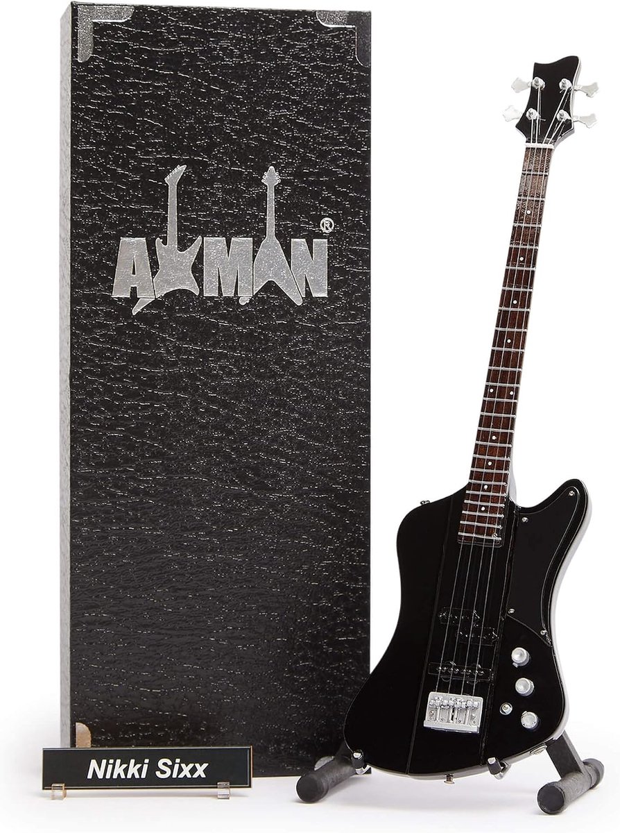 Nikki Sixx: Schecter Sixx Bass - Miniature Guitar Replica - Music Gifts - Handmade Ornamental 1/4 Scale - ShopVlot