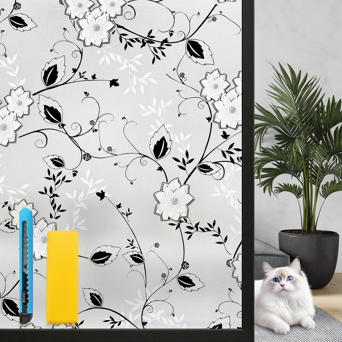 Zindoo Window Film, 75 x 120 cm, Pack of 2 Window Film, Privacy Screen, Anti-UV Mat, for Office, Bathroom, Bedroom - ShopVlot