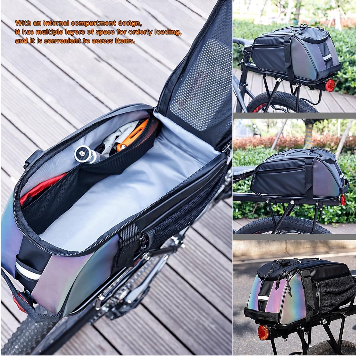 Waterproof Reflective Bicycle Trunk Bag, Bicycle Rear Seat Luggage Luggage With Shoulder Strap - ShopVlot
