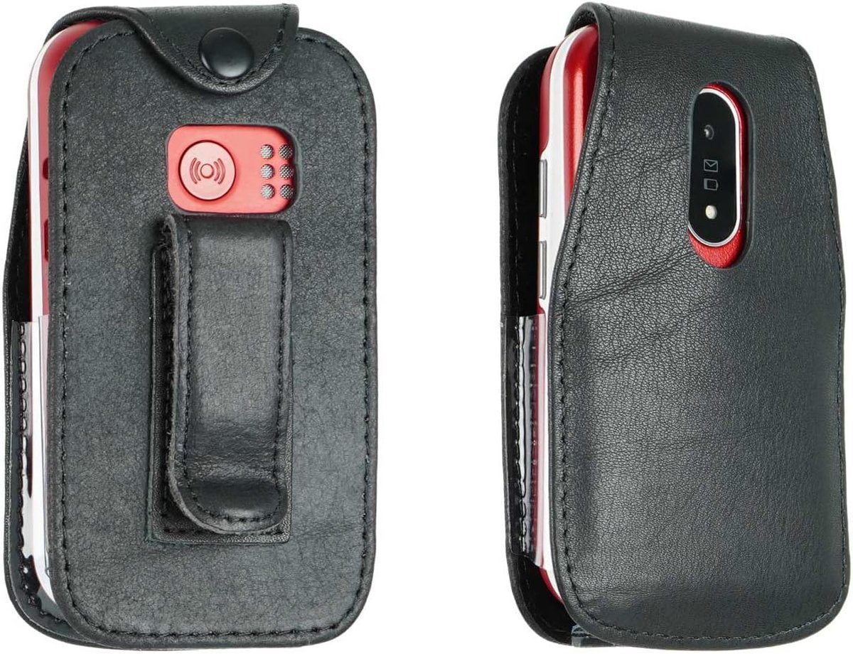 caseroxx Leather Case with Belt Clip Compatible with Doro 6820/6821 Genuine Leather, Bag with Belt Clip and Window in - ShopVlot