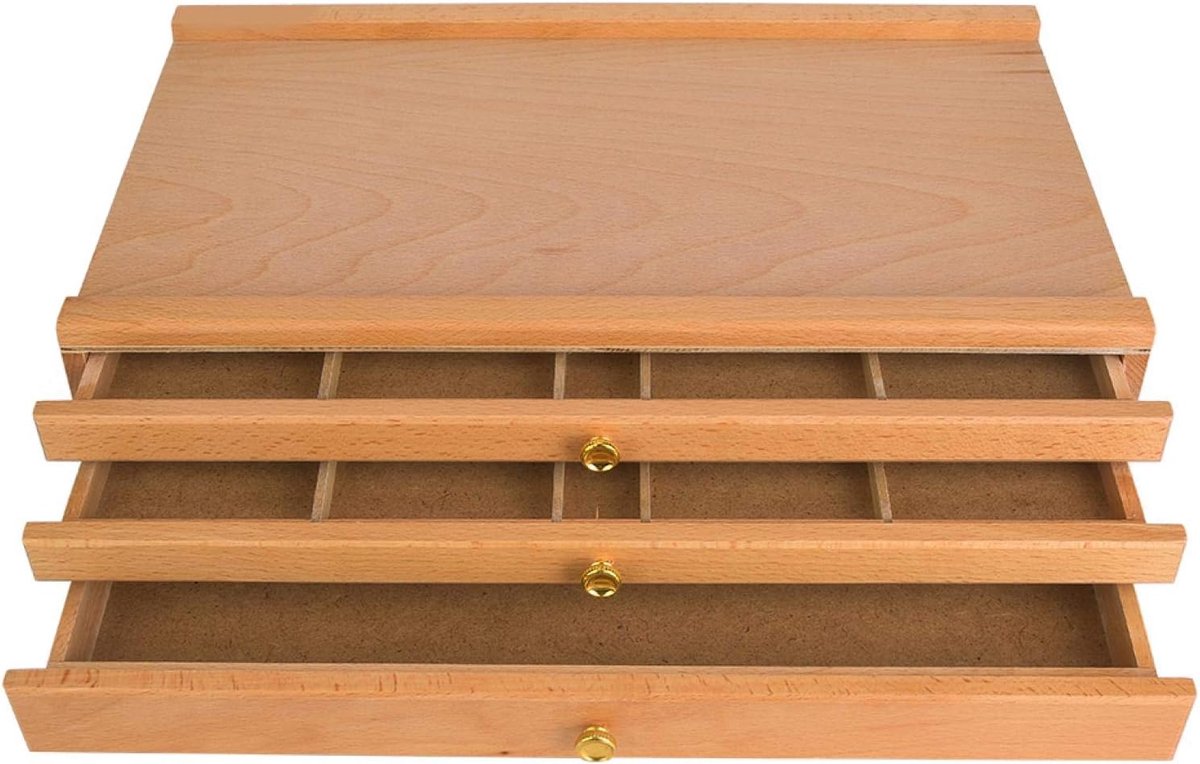 3 Tier Tray Beech Artist Storage Box for Pastels, Pencils, Pens, Markers, Brushes, Tools - ShopVlot
