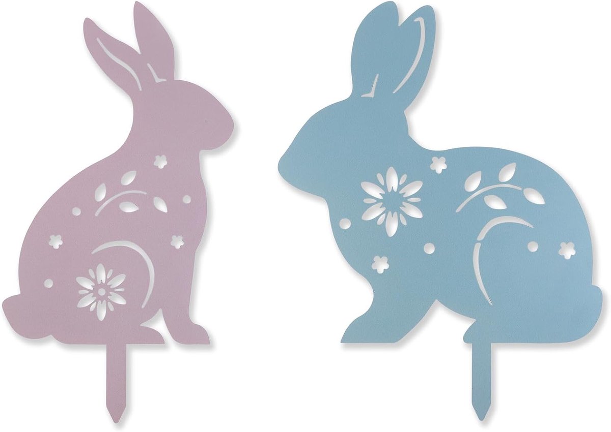 YiYa Metal Easter Bunny Floor Sticks - Garden Place Decorations Easter Decoration (Green) - ShopVlot