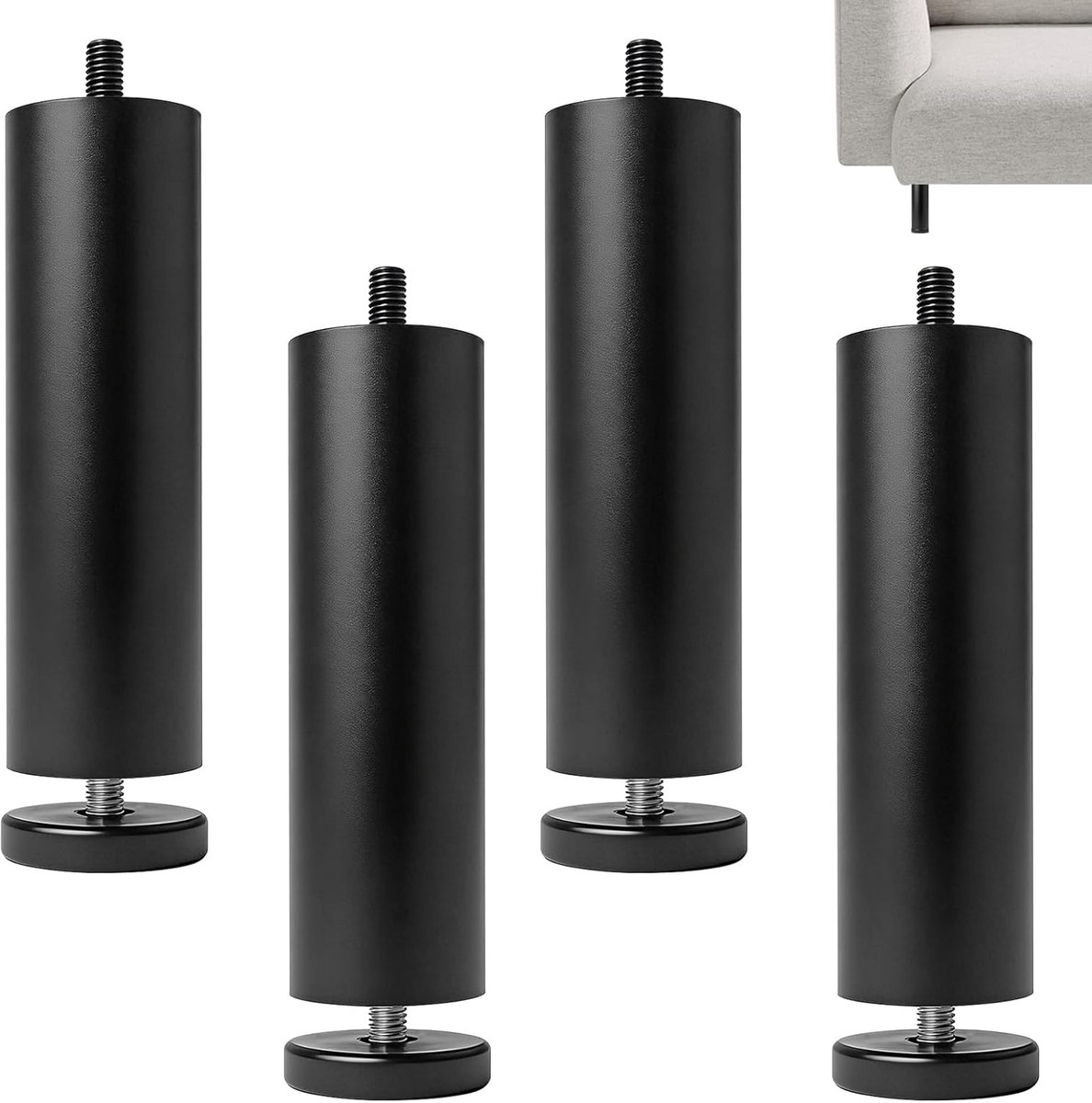 4 Pieces Furniture Legs, Aluminium Alloy, Furniture Legs, 15 cm, Height Adjustable Legs, 0-8 mm, Furniture Legs - ShopVlot