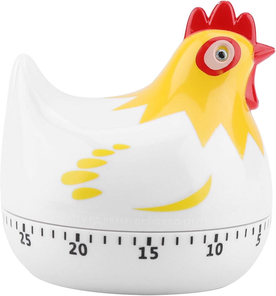 Keukentimer, kippenvorm, mechanisch, 55 minuten handmatige keukeneitimer met luide ring voor koken en bakken (wit) - ShopVlot
