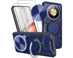 Beschermhoesje voor Honor Magic 8 Lite + gehard glas, verschuifbare camerabeschermhoes, Armor hoes met 360 graden - ShopVlot