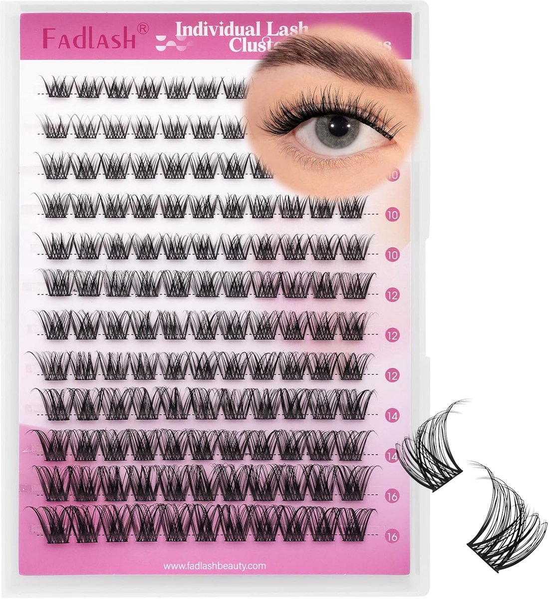 Individual Cluster Eyelashes Extensions 132PCS 40D 0.07 D Curl 8-16mm Mixed Trays Individual Eyelashes DIY Multiple - ShopVlot