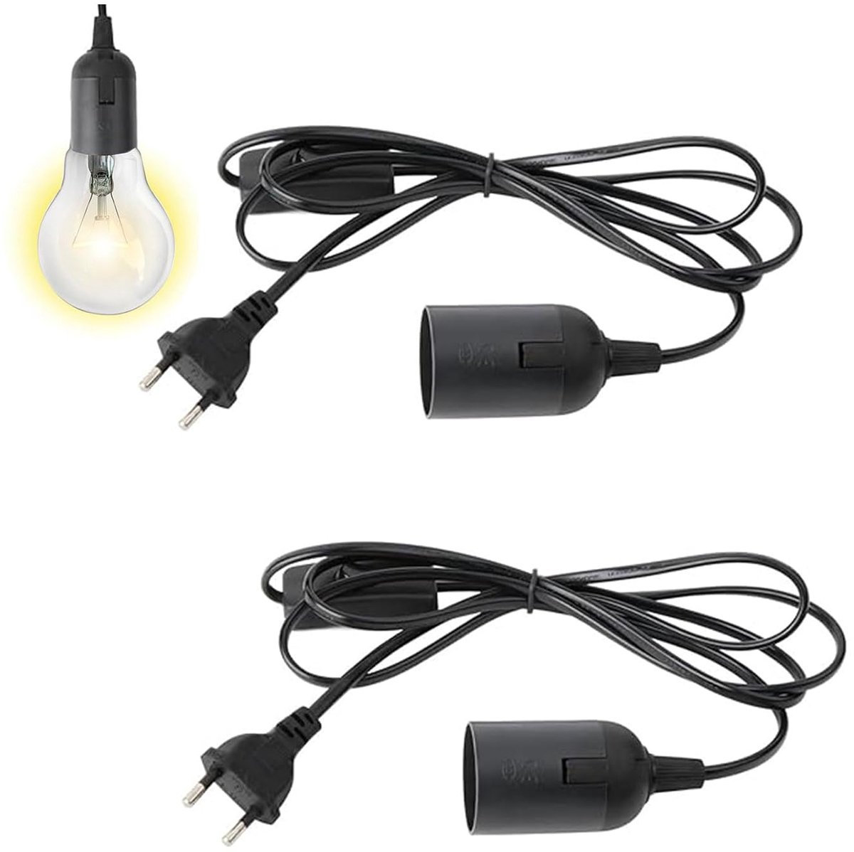 Lamp Hanging E27, Lamp Hanging E27 with Screw Ring, Lamp Socket with 1.2 m Cable, Lamp Holder with 1.2 m Adjustable - ShopVlot