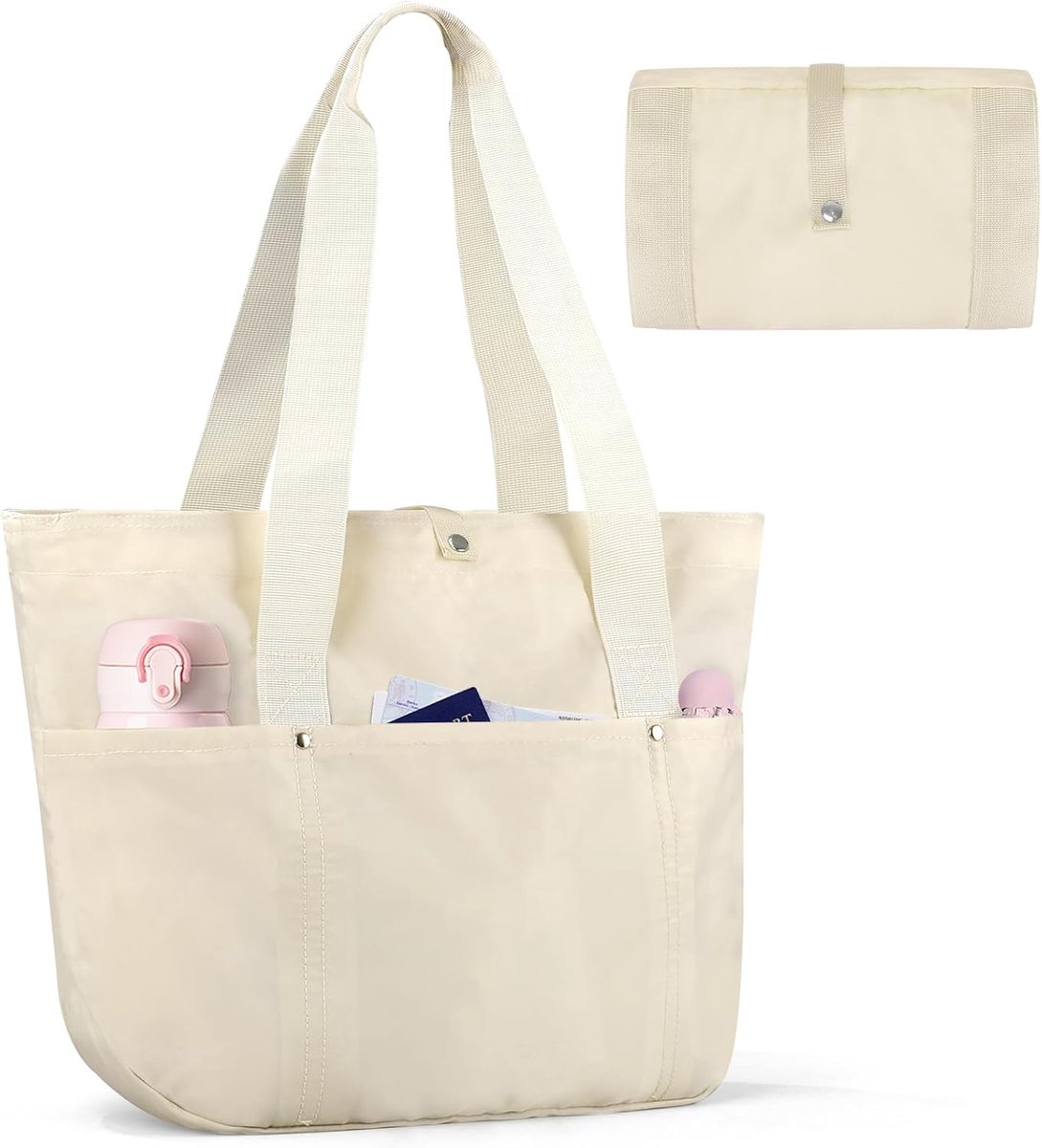 18L Women's Foldable Handbag Waterproof Tote Bag Beach Bag Small Waterproof Shopper Bag for College Work Bag Office - ShopVlot