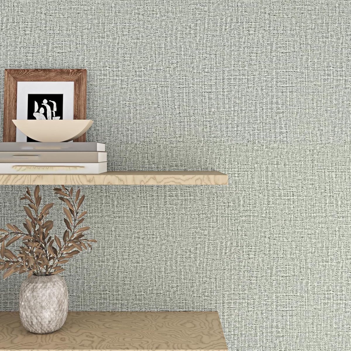 Wallpaper Linen Grey Self-Adhesive Bedroom Adhesive Film for Cupboard Wood Wallpaper 45 x 300 cm Washable Living Room - ShopVlot